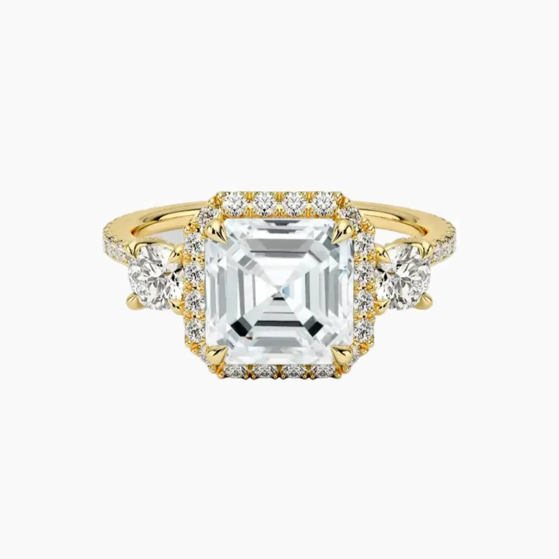 Brielle Asscher Hidden Halo 1.5 Carat Lab Grown Diamond Engagement Ring in 18K Rose Gold