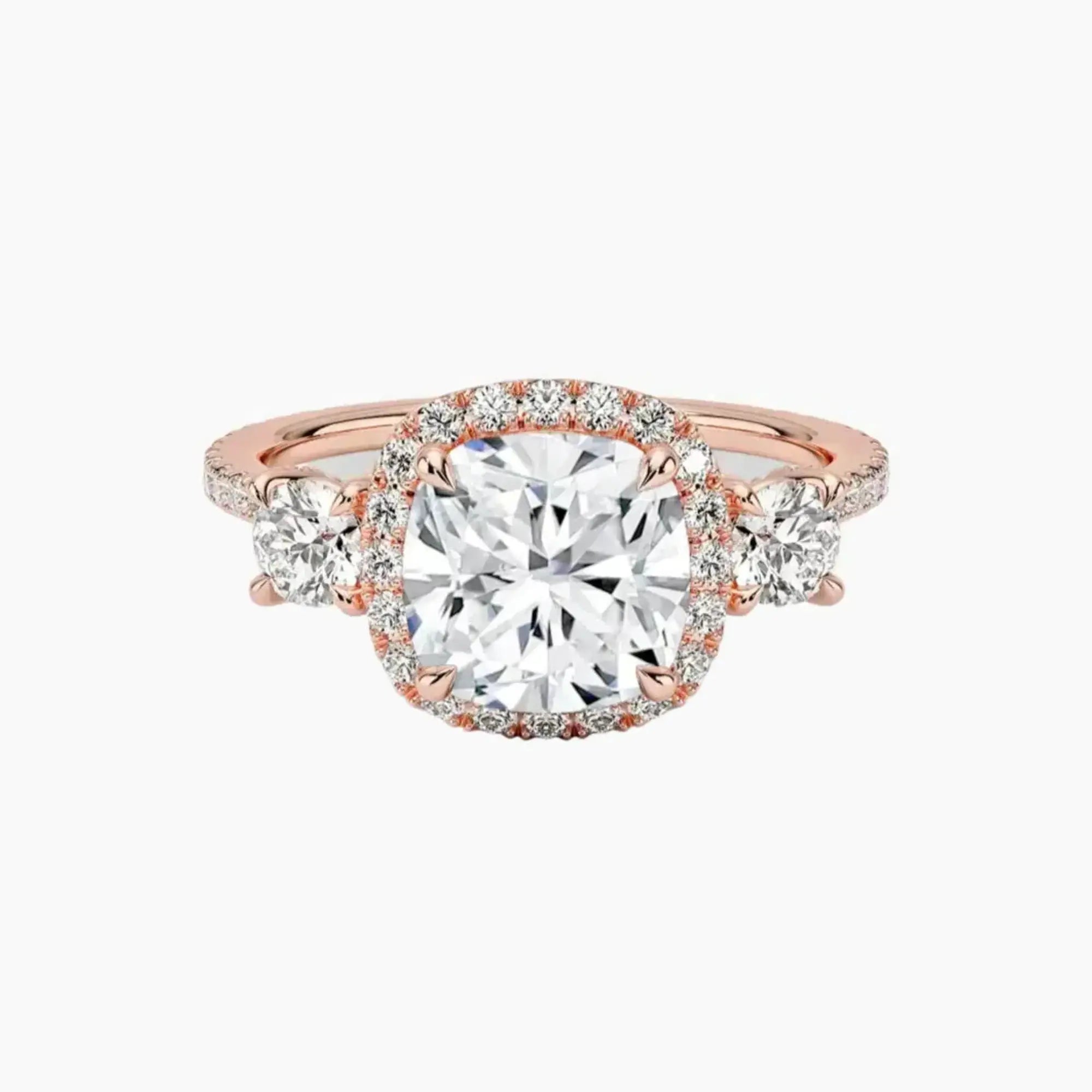 Brielle Cushion Hidden Halo 1.5 Carat Lab Grown Diamond Engagement Ring in 18K Rose Gold