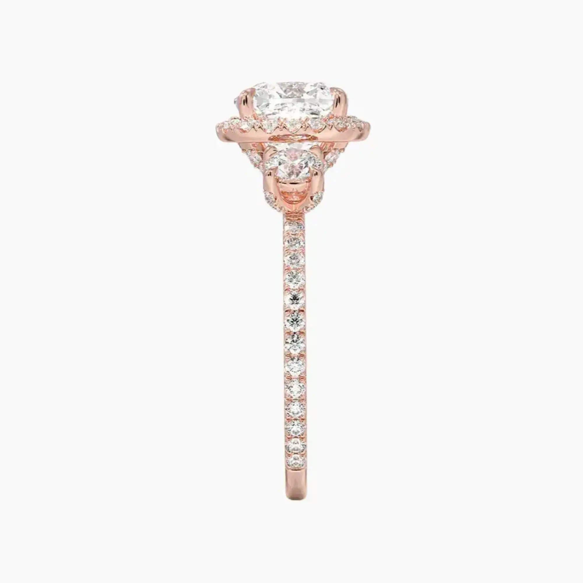 Brielle Cushion Hidden Halo 1.5 Carat Lab Grown Diamond Engagement Ring in 18K Rose Gold
