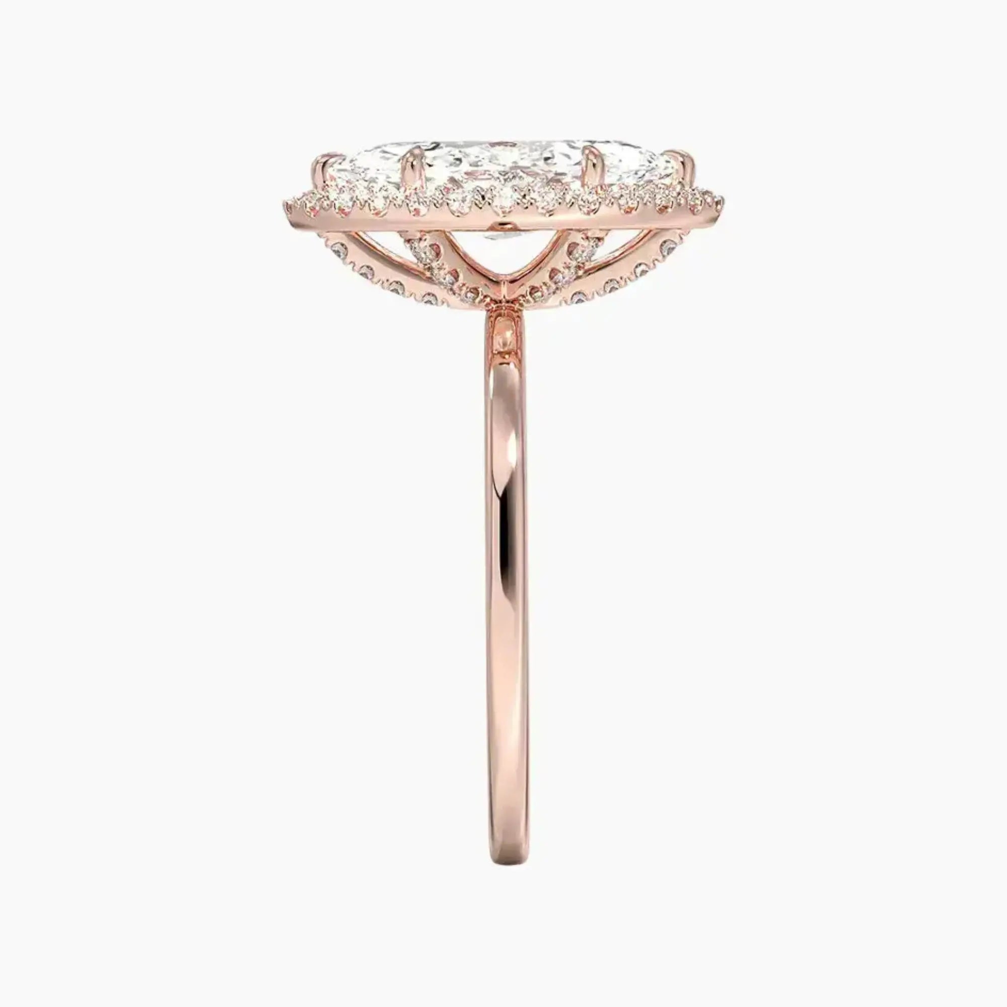 Cassiopeia Marquise Hidden Halo 1.5 Carat Lab Grown Diamond Engagement Ring in 14K Rose Gold