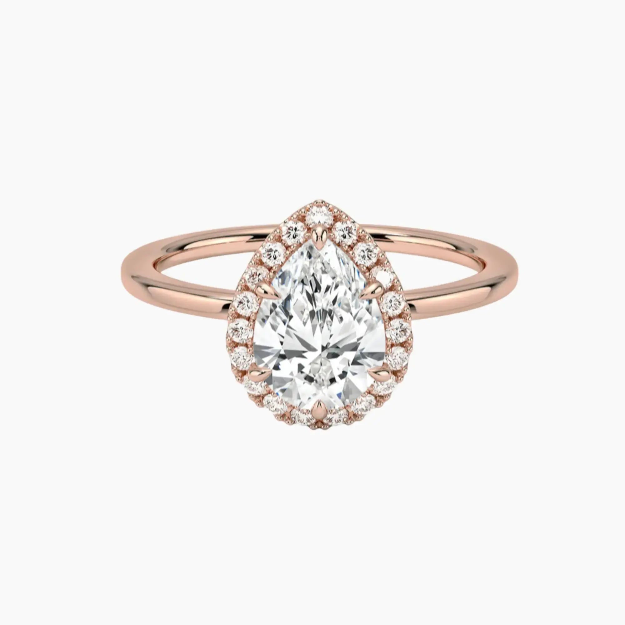 Cassiopeia Pear Hidden Halo 1.5 Carat Lab Grown Diamond Engagement Ring in 18K Rose Gold