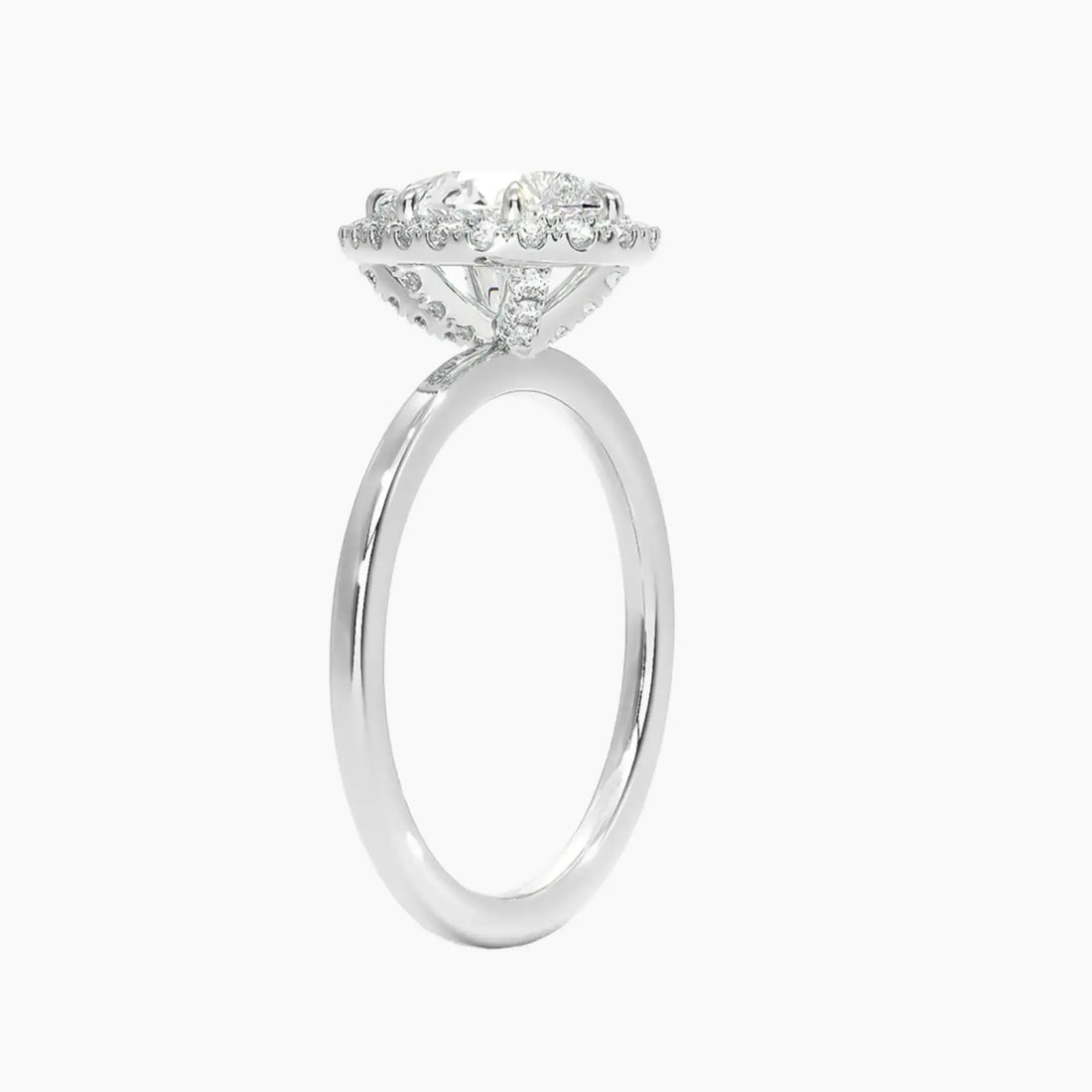Cassiopeia Pear Hidden Halo 1.5 Carat Lab Grown Diamond Engagement Ring in 18K Rose Gold