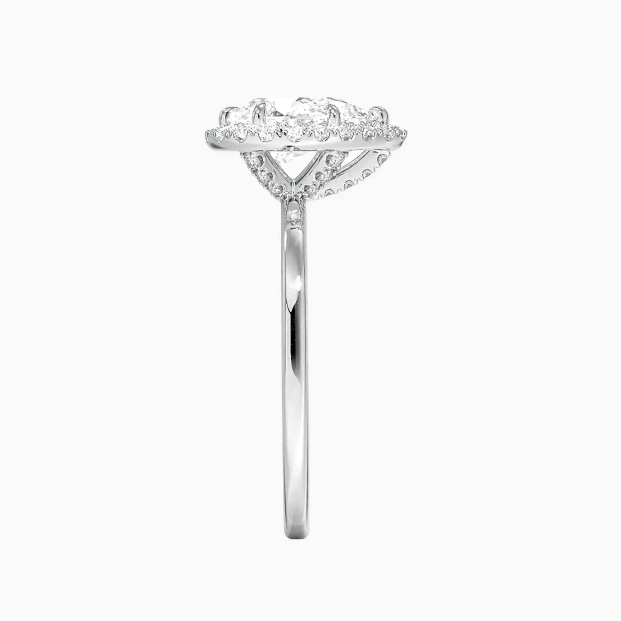 Cassiopeia Pear Hidden Halo 1.5 Carat Lab Grown Diamond Engagement Ring in 18K Rose Gold