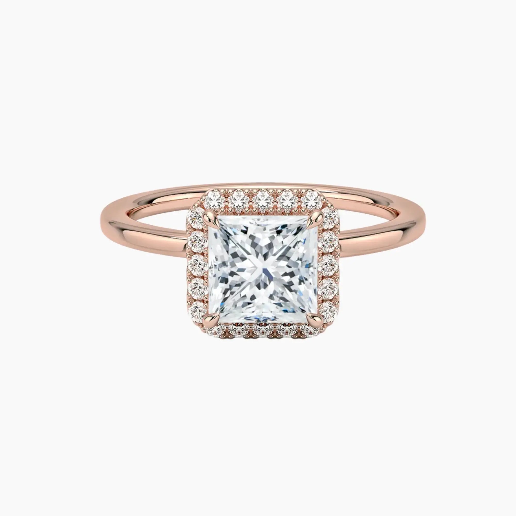 Cassiopeia Princess Hidden Halo 1.5 Carat Lab Grown Diamond Engagement Ring in 14K Rose Gold