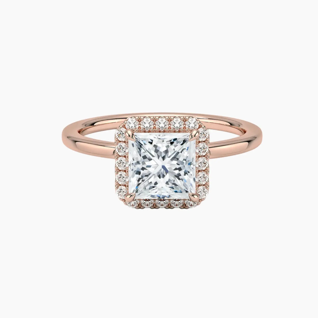 Cassiopeia Princess Hidden Halo 1.5 Carat Lab Grown Diamond Engagement Ring in 14K Rose Gold