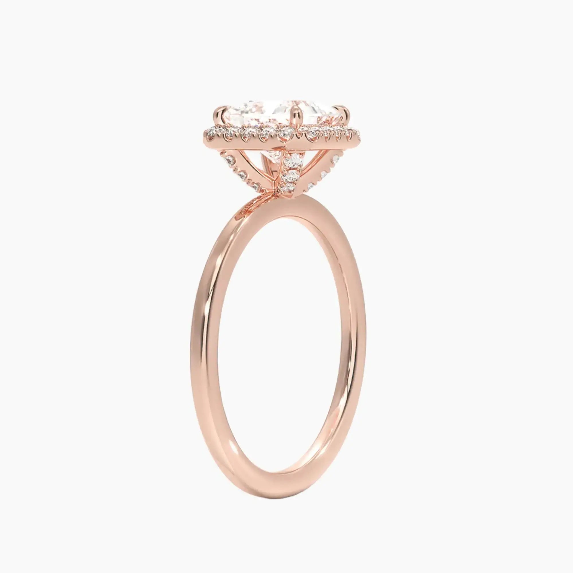 Cassiopeia Princess Hidden Halo 1.5 Carat Lab Grown Diamond Engagement Ring in 14K Rose Gold
