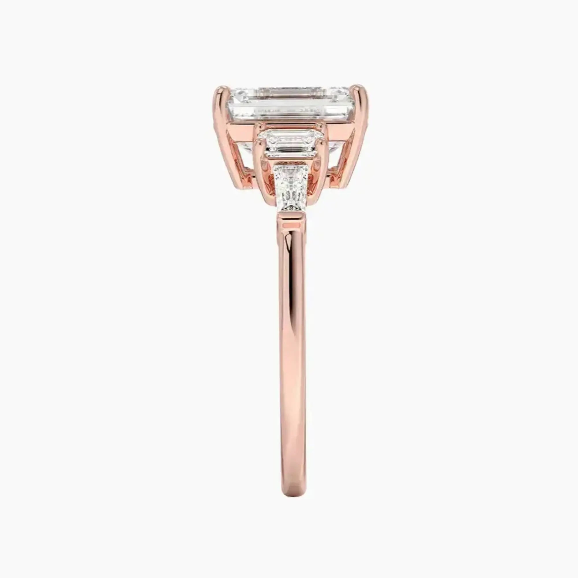 Delphine Five Stone Emerald Designer 1.5 Carat Lab Grown Diamond Engagement Ring in 18K Rose Gold