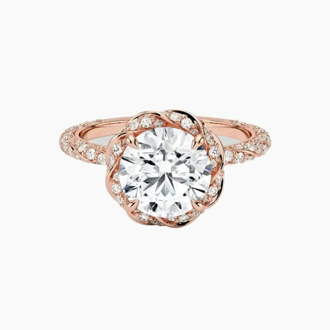 Eliana Round Designer 1.5 Carat Lab Grown Diamond Engagement Ring in 14K Rose Gold