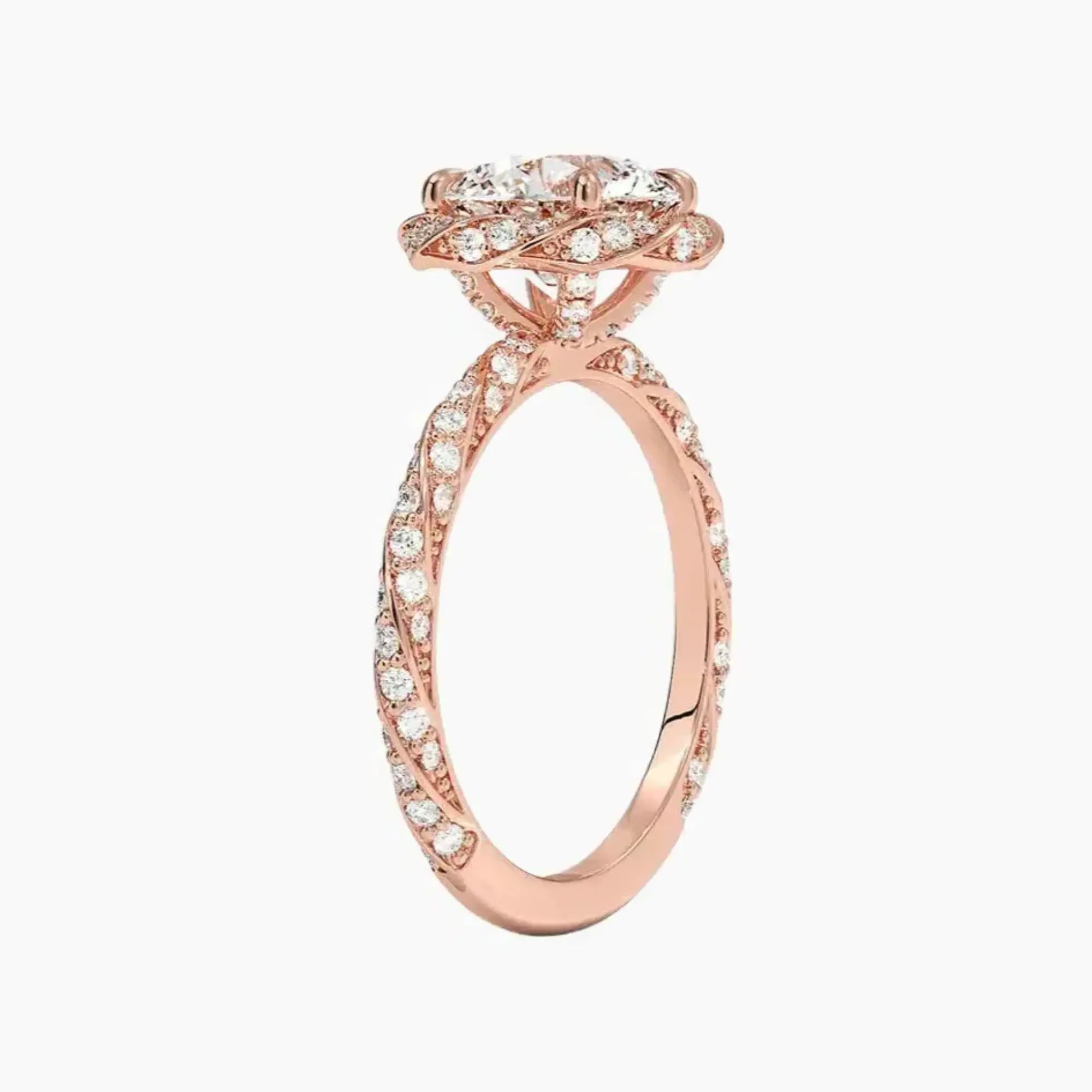 Eliana Round Designer 1.5 Carat Lab Grown Diamond Engagement Ring in 14K Rose Gold