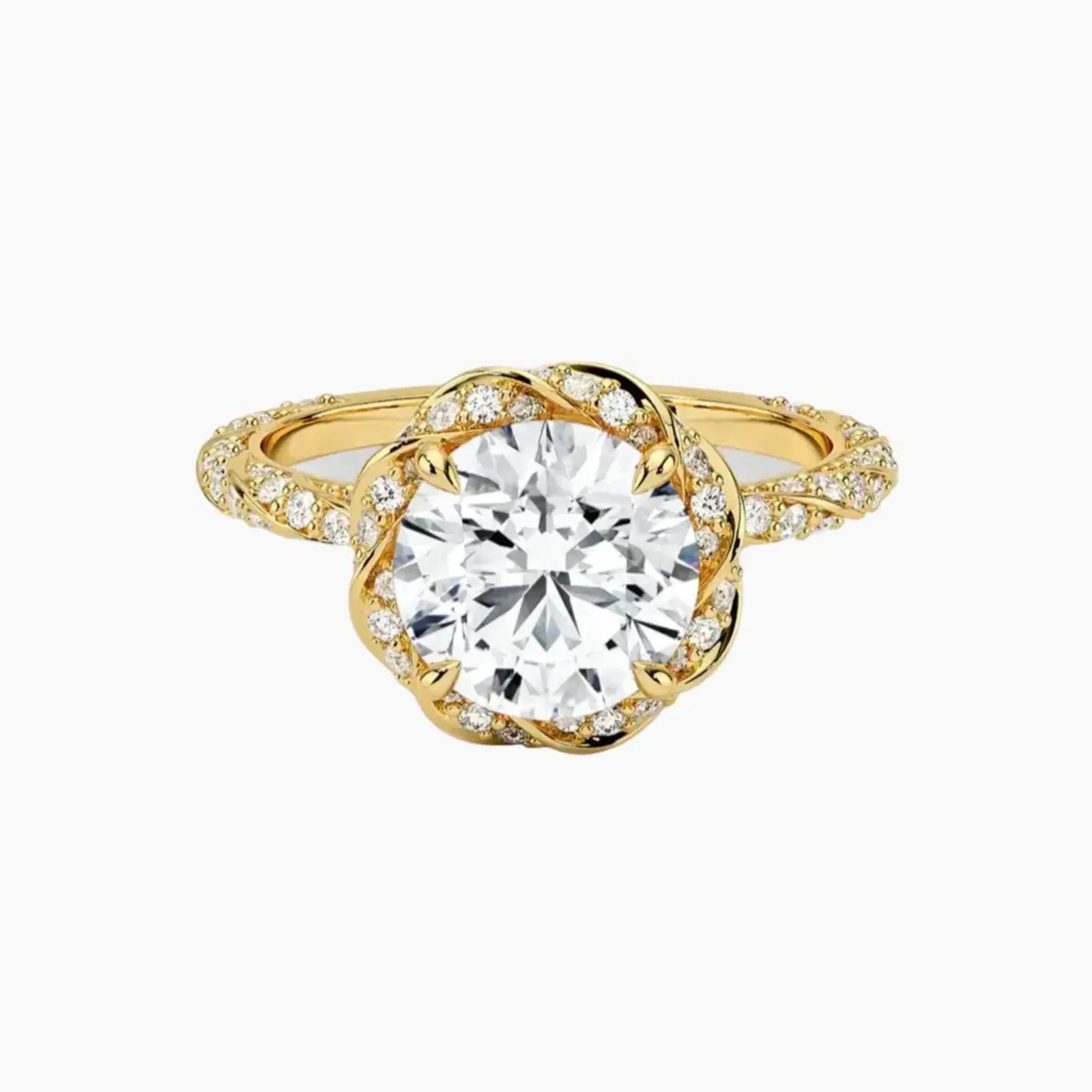 Eliana Round Designer 1.5 Carat Lab Grown Diamond Engagement Ring in 14K Rose Gold