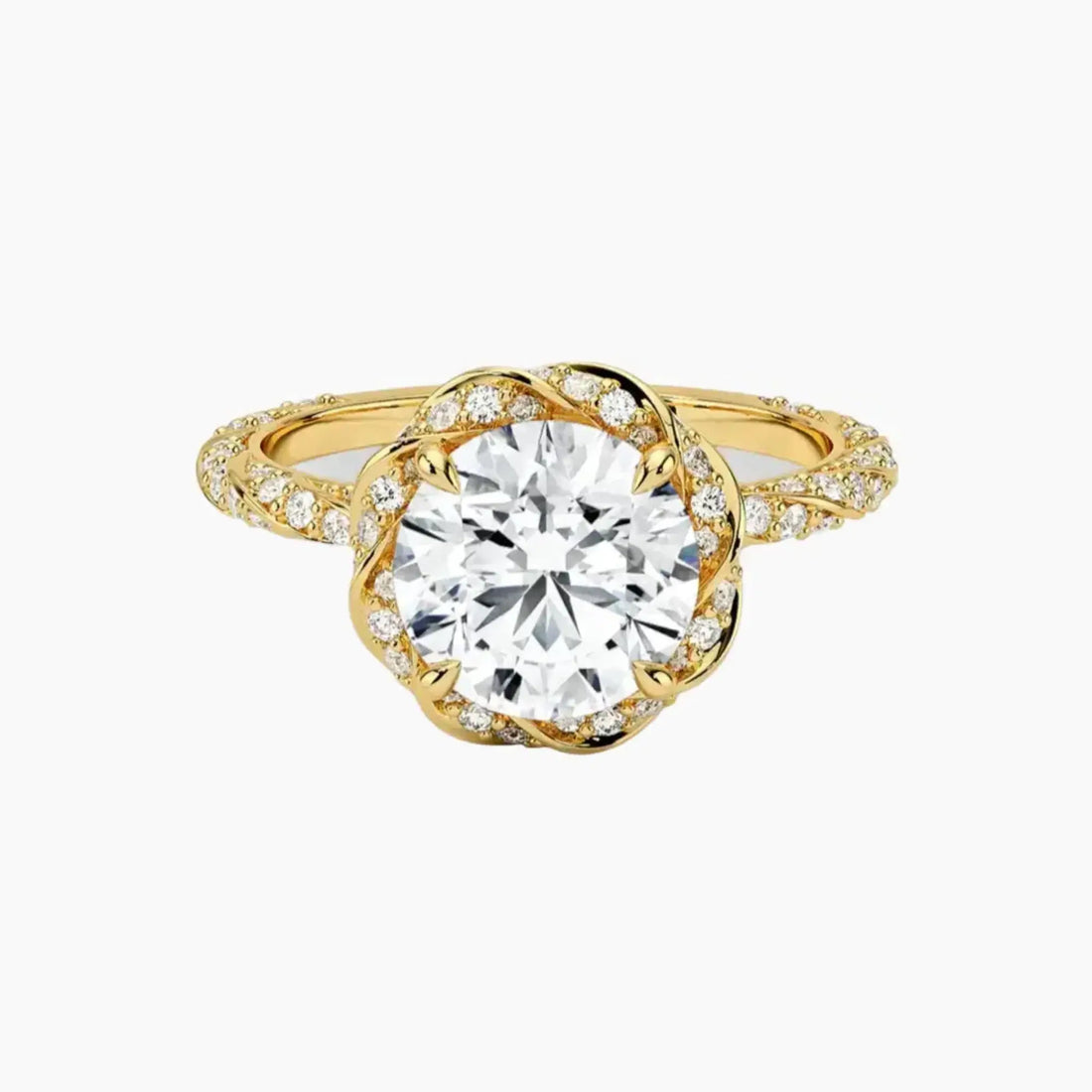Eliana Round Designer 1.5 Carat Lab Grown Diamond Engagement Ring in 14K Rose Gold