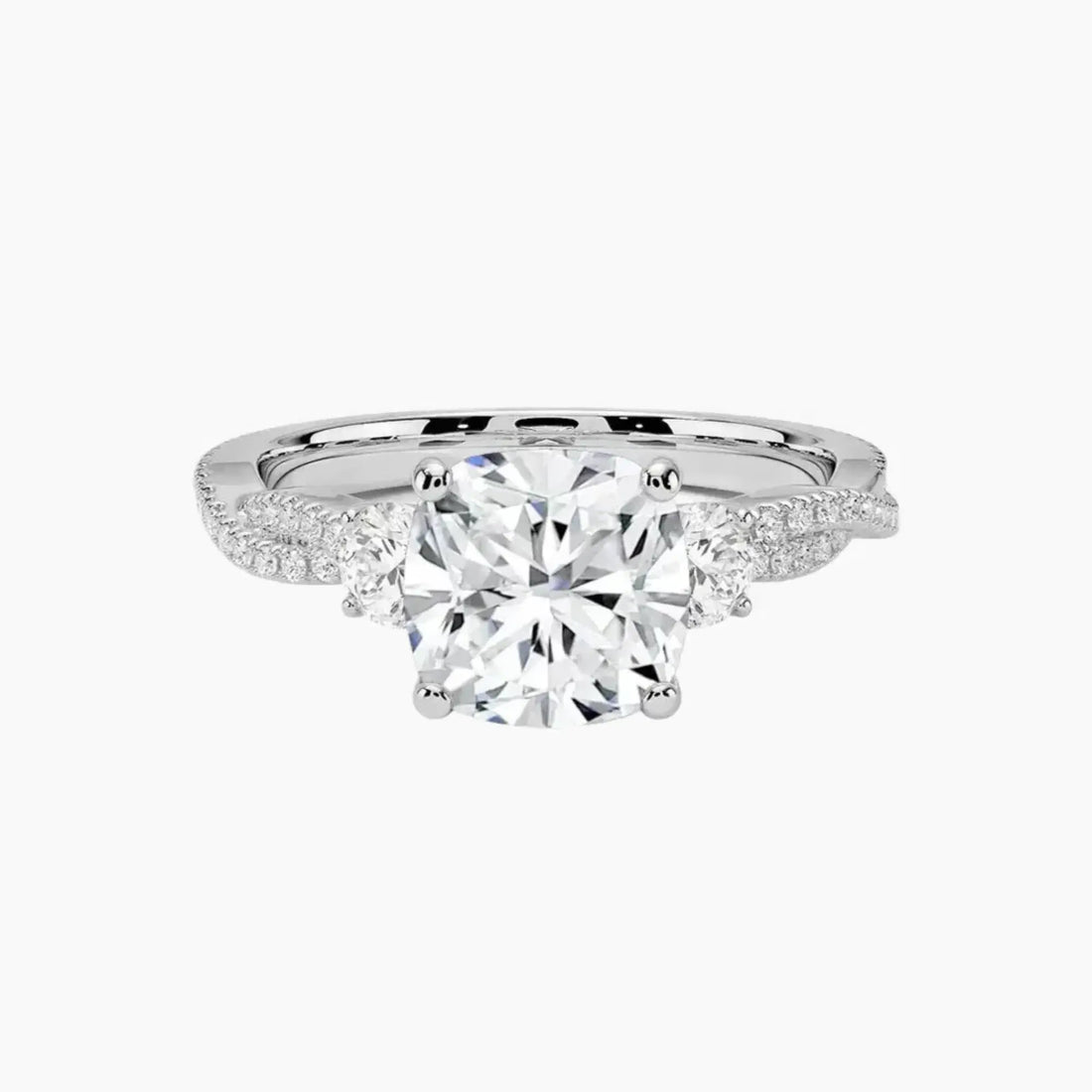 Calista Adorned Twisted Cushion Designer 1.5 Carat Lab Grown Diamond Engagement Ring in 18K Rose Gold