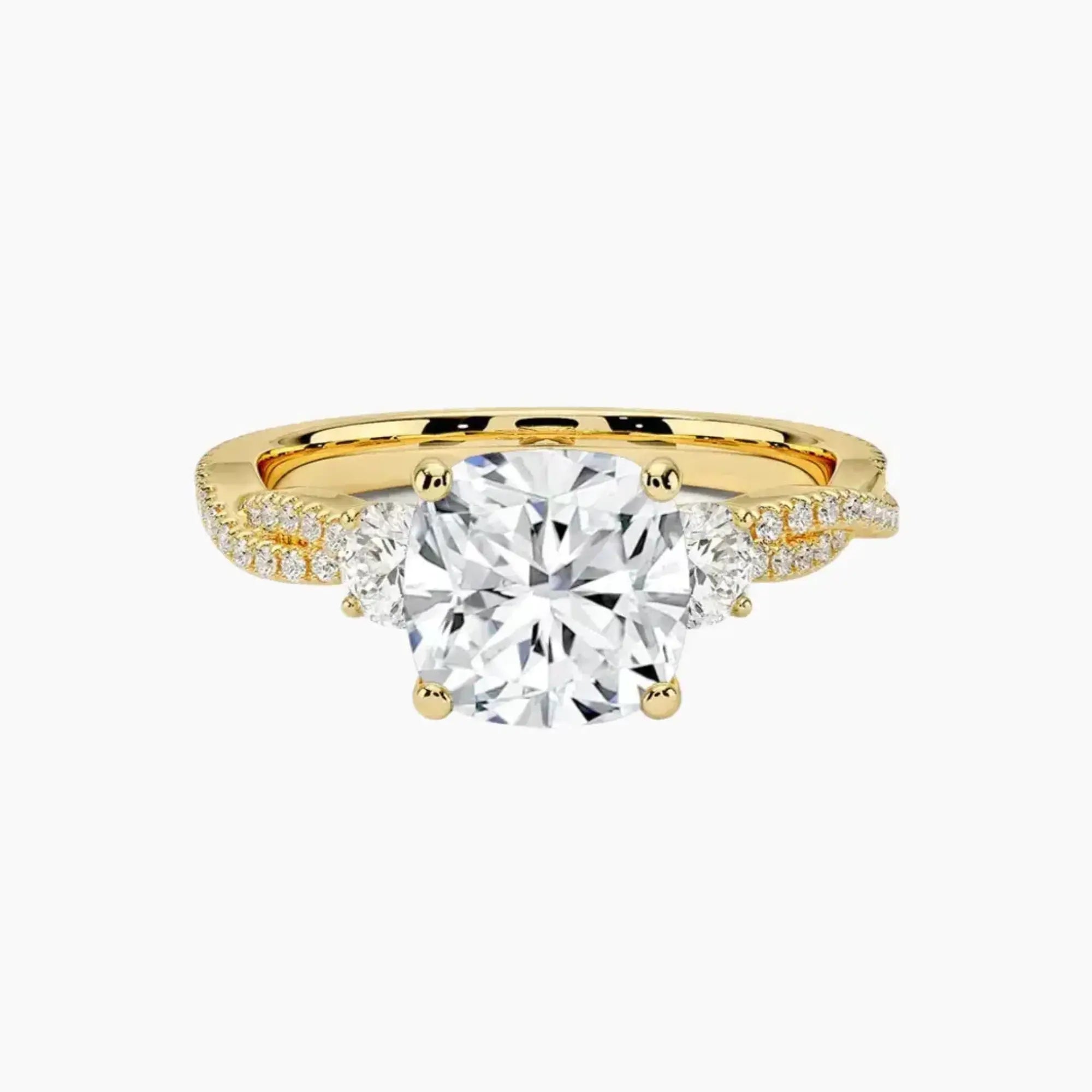 Calista Adorned Twisted Cushion Designer 1.5 Carat Lab Grown Diamond Engagement Ring in 18K Rose Gold