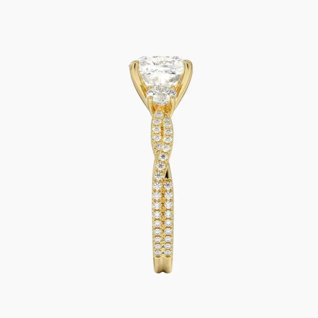 Calista Adorned Twisted Cushion Designer 1.5 Carat Lab Grown Diamond Engagement Ring in 18K Rose Gold