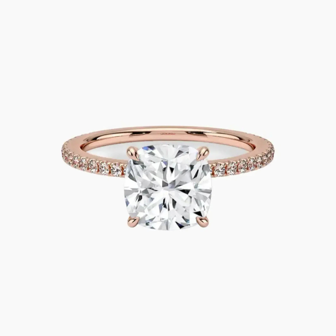 Daisy 4 Carat Cushion Cut Hidden Halo Lab Grown Diamond Ring in Silver - View 4