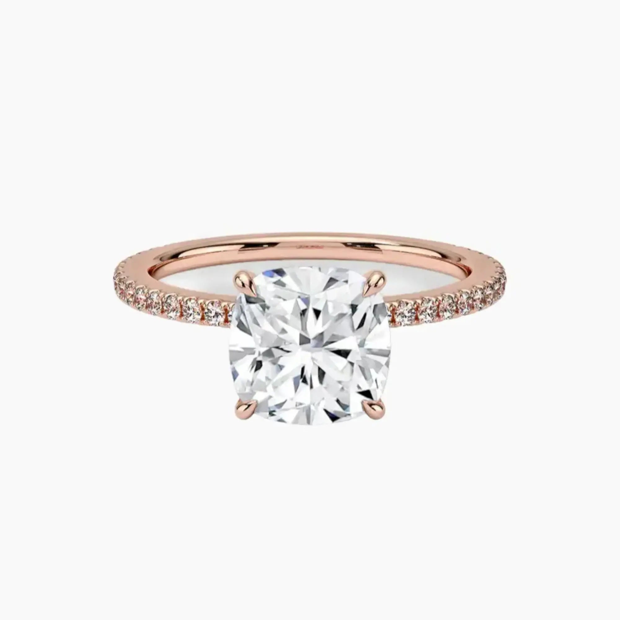 Daisy 4 Carat Cushion Cut Hidden Halo Lab Grown Diamond Ring in 10K Rose Gold