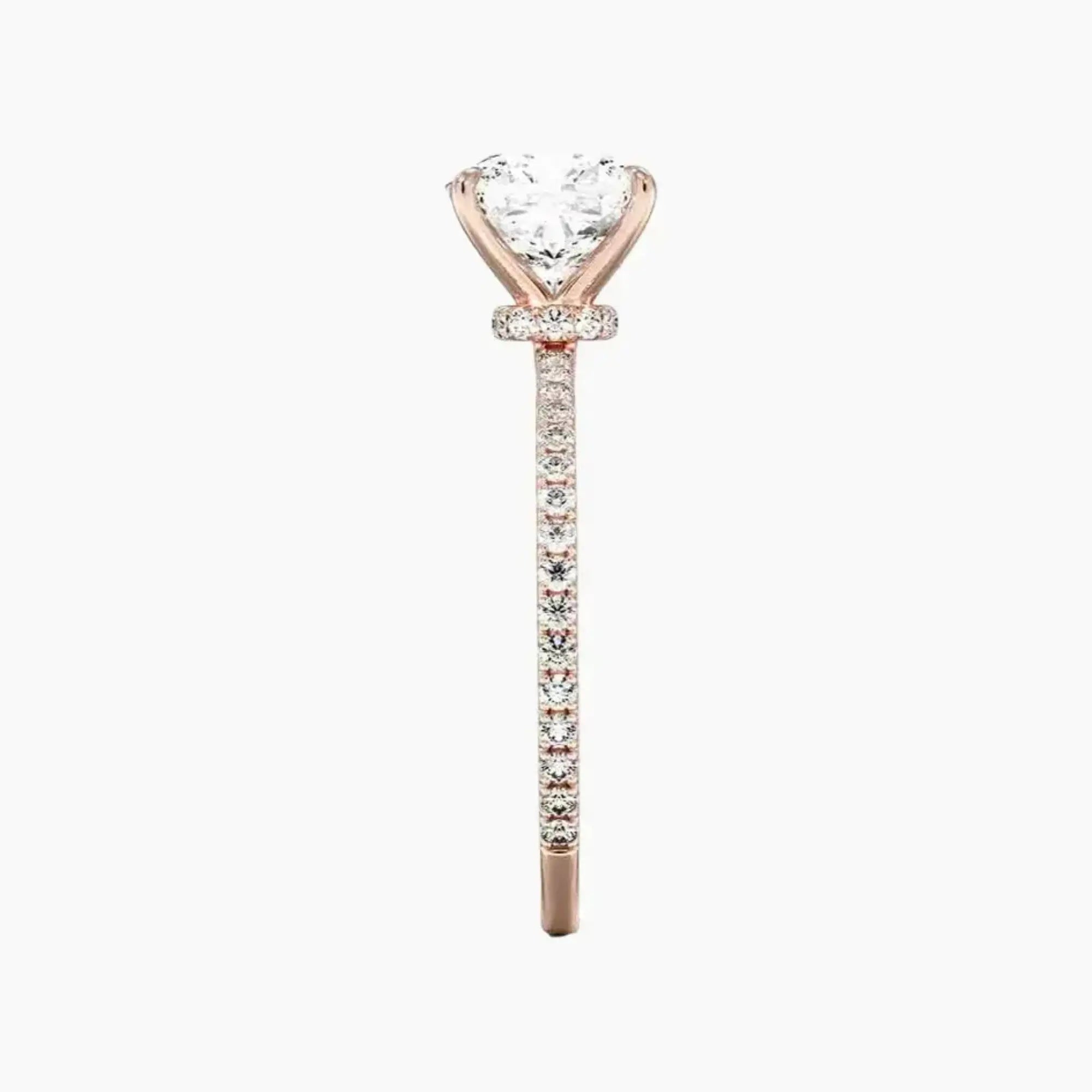 Daisy 2.5 Carat Cushion Cut Hidden Halo Lab Grown Diamond Ring in 14K Rose Gold - View 3