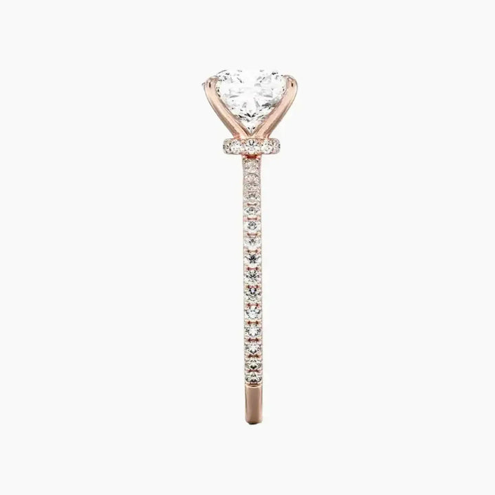 Daisy 2 Carat Cushion Cut Hidden Halo Lab Grown Diamond Ring in 14K Yellow Gold - View 9