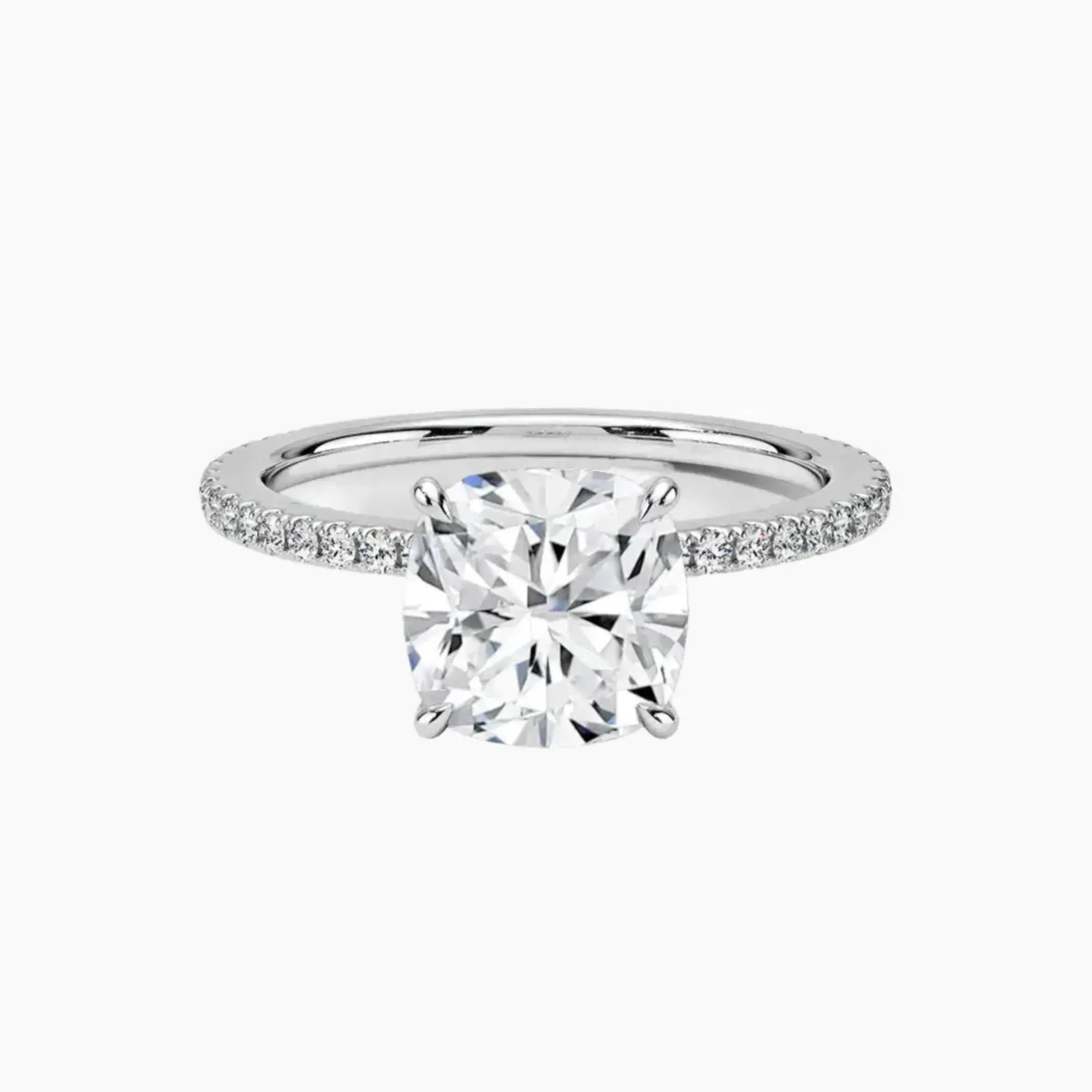 Daisy 1 Carat Cushion Cut Hidden Halo Lab Grown Diamond Ring in Platinum