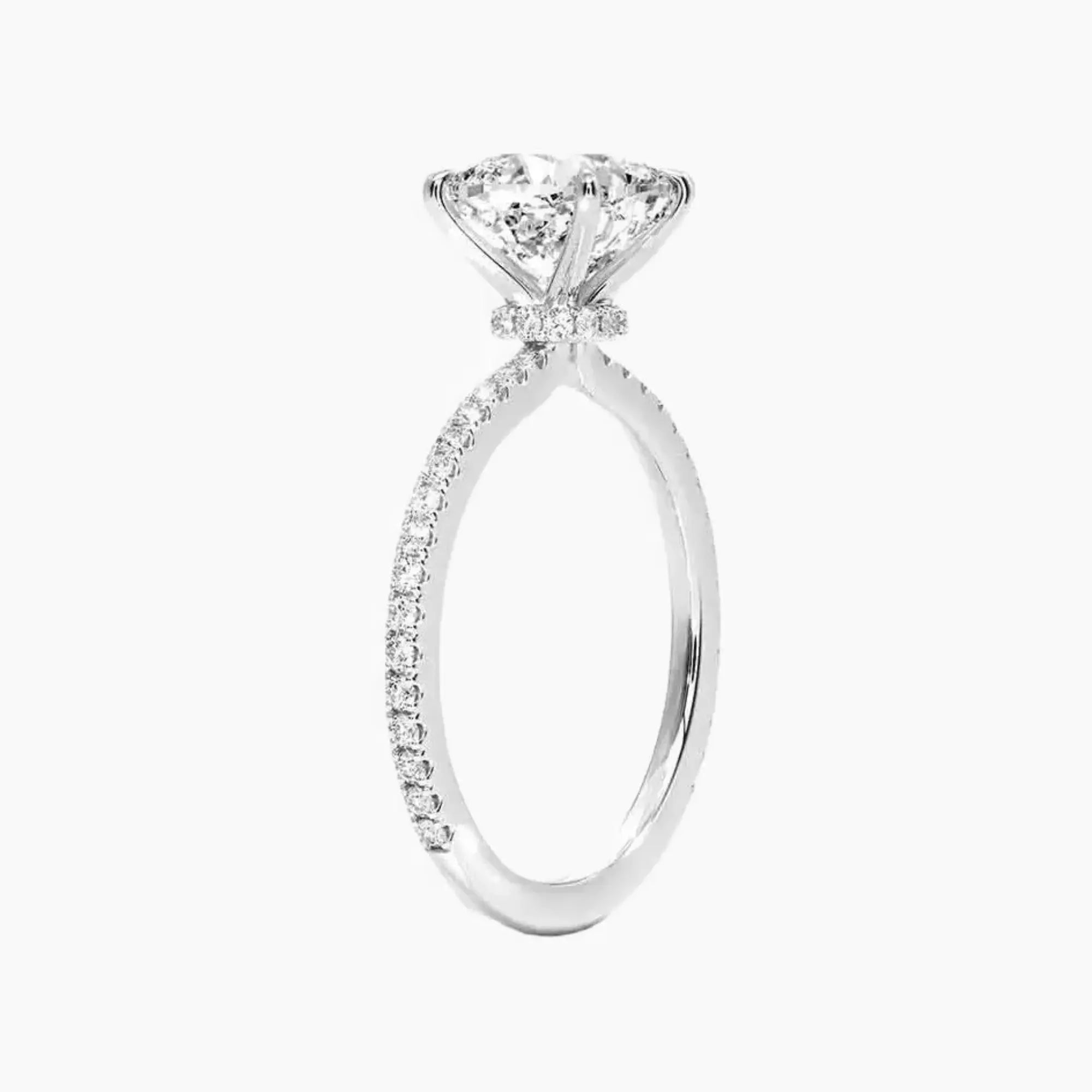 Daisy 3.5 Carat Cushion Cut Hidden Halo Lab Grown Diamond Ring in 18K White Gold - View 2