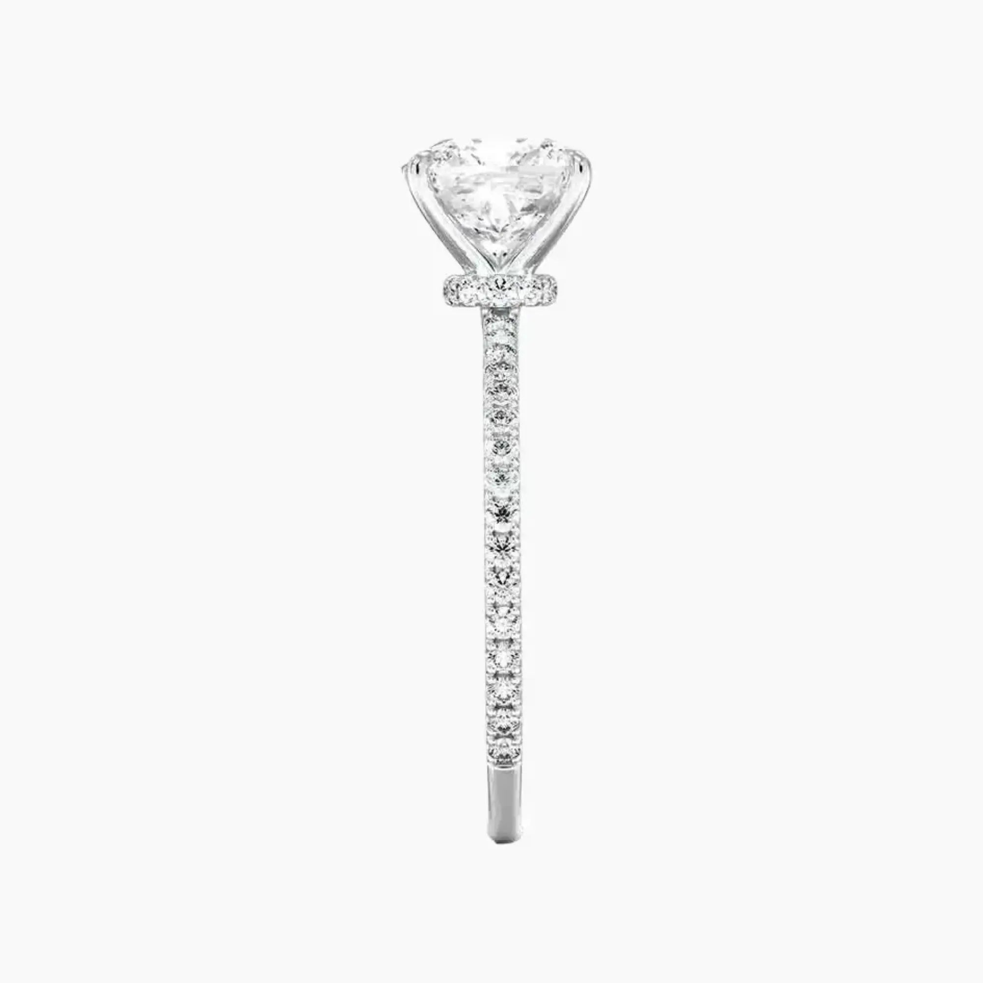 Daisy 3 Carat Cushion Cut Hidden Halo Lab Grown Diamond Ring in Platinum - View 3