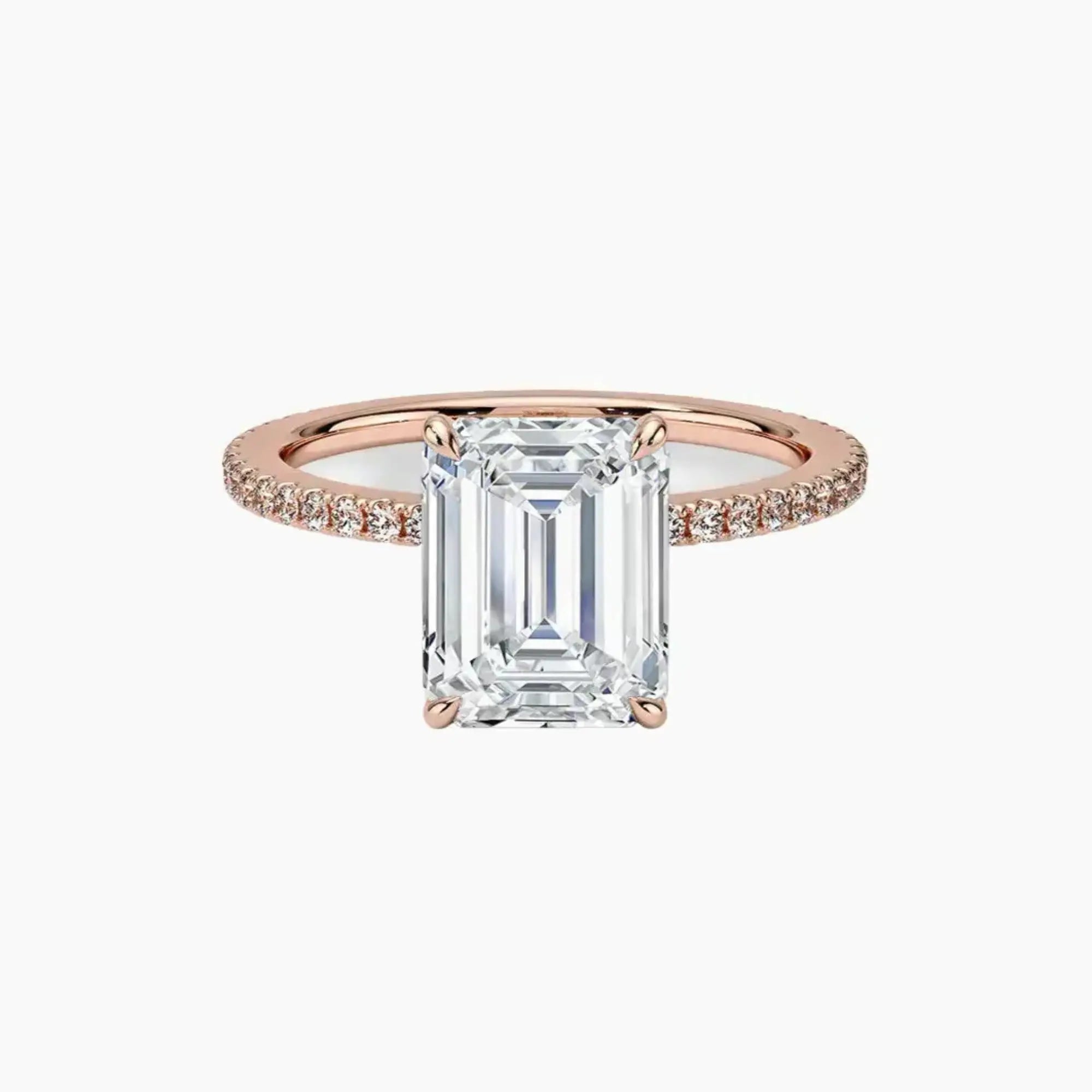 Daisy 5 Carat Emerald Cut Hidden Halo Lab Grown Diamond Ring in 10K White Gold - View 4