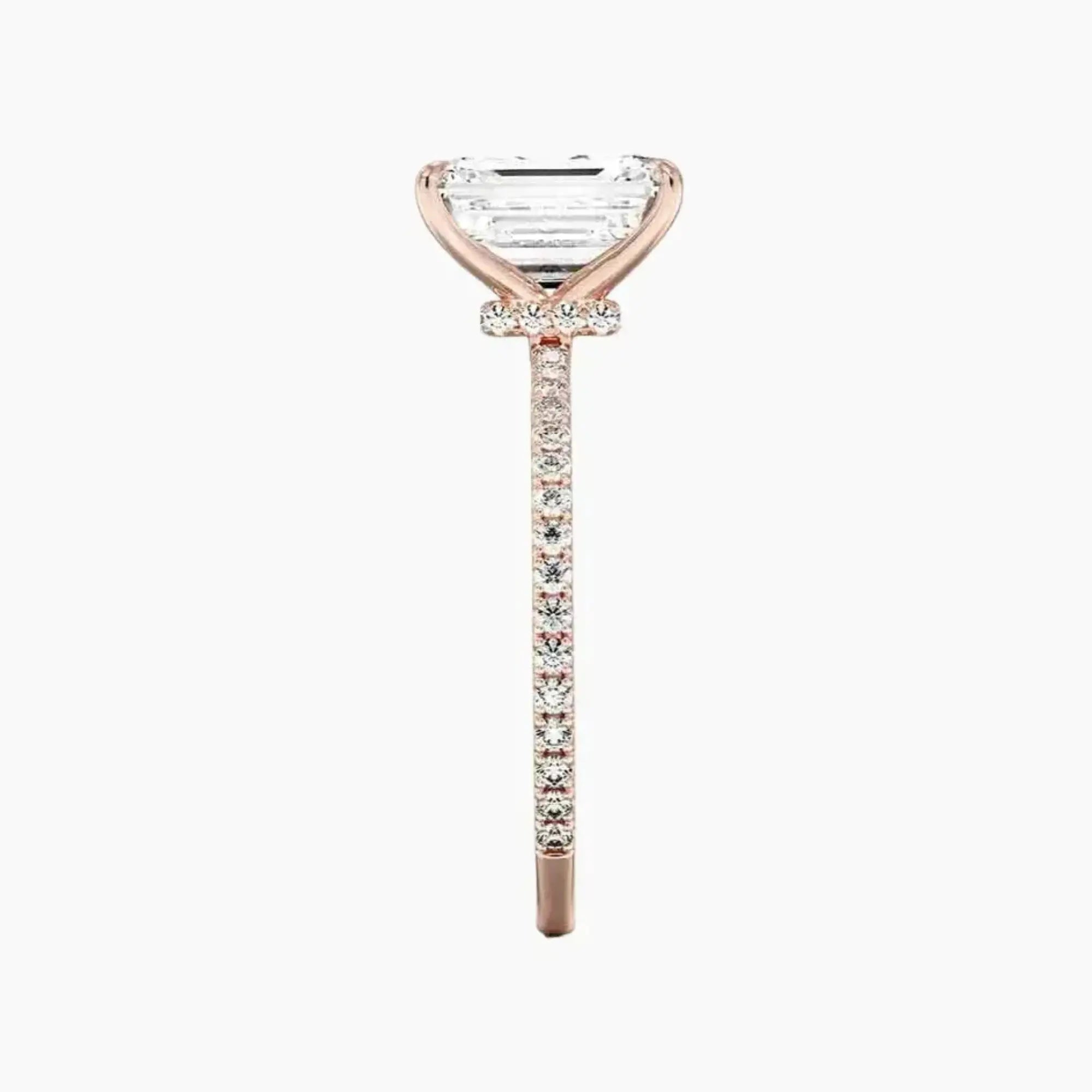 Daisy 3 Carat Emerald Cut Hidden Halo Lab Grown Diamond Ring in Silver - View 6