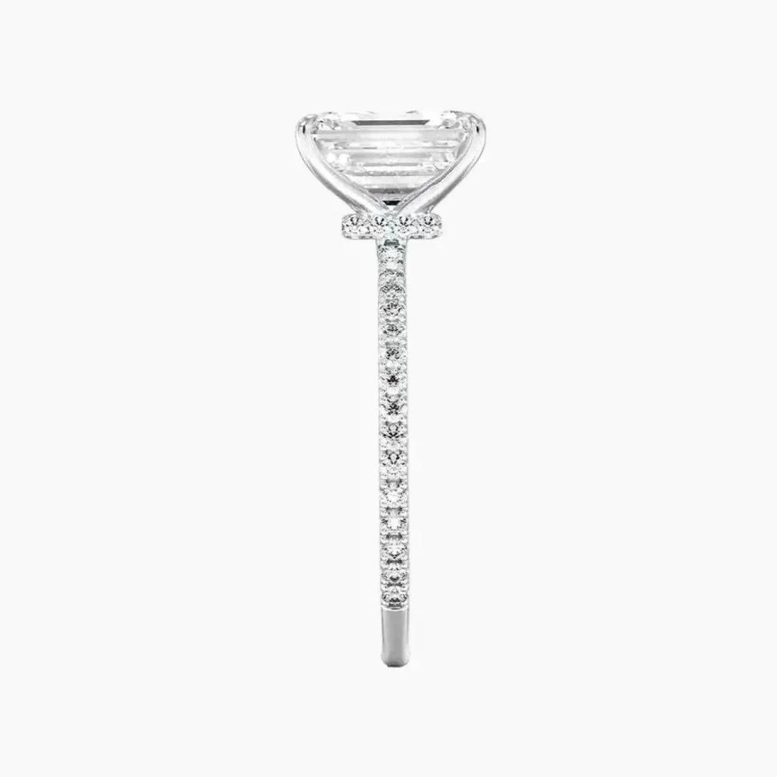 Daisy 2.5 Carat Emerald Cut Hidden Halo Lab Grown Diamond Ring in 18K Rose Gold - View 6