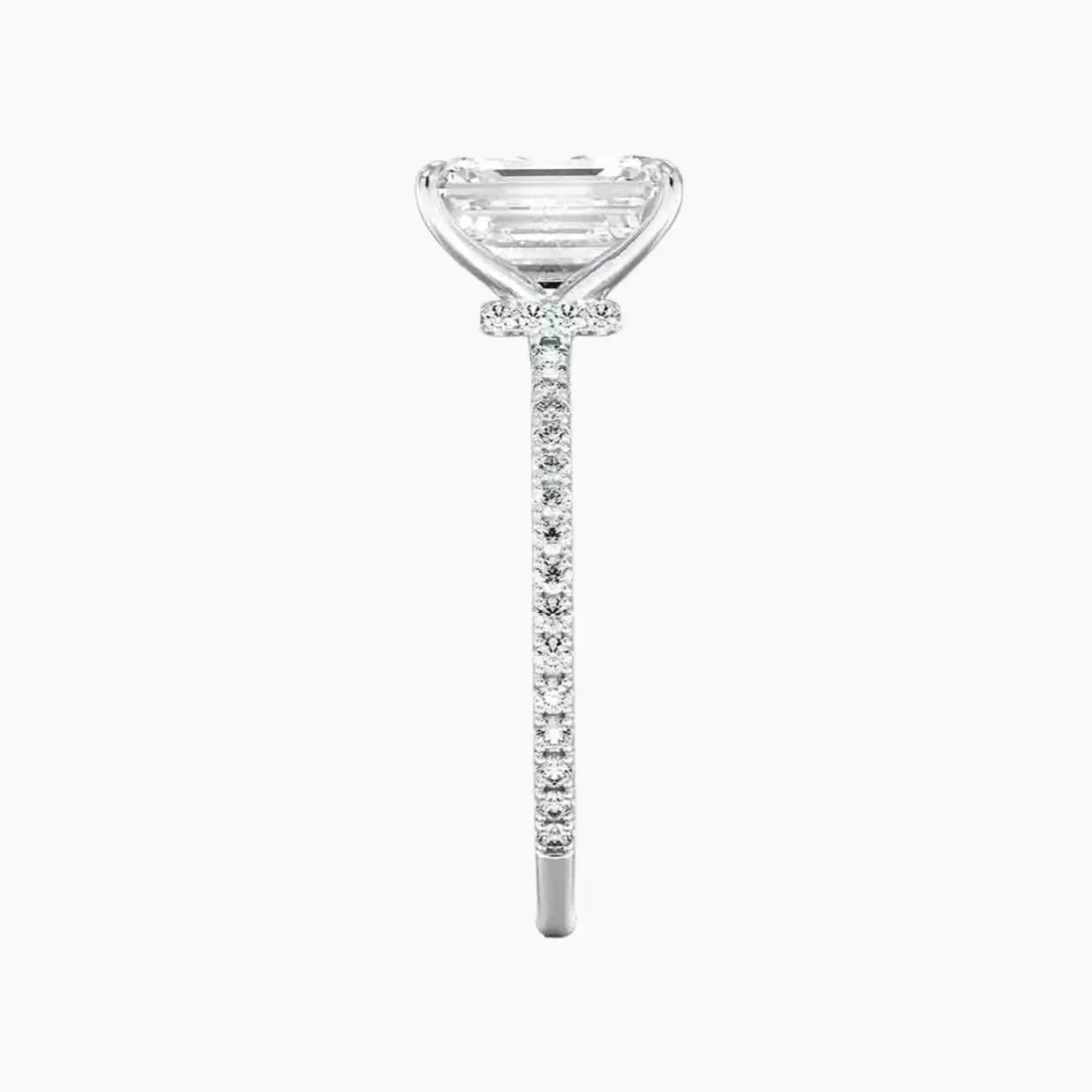 Daisy 1 Carat Emerald Cut Hidden Halo Lab Grown Diamond Ring in 14K Yellow Gold - View 6