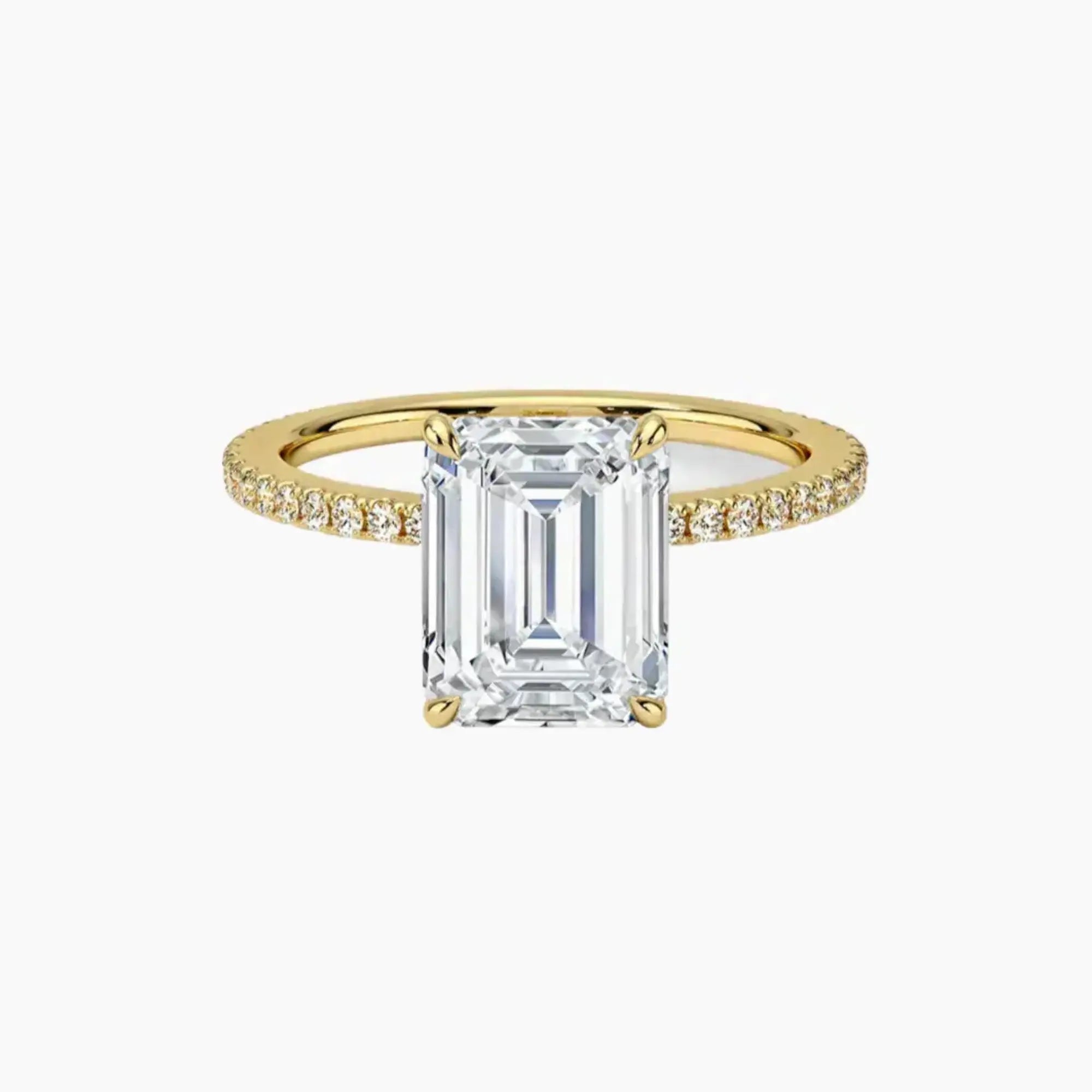 Daisy 4 Carat Emerald Cut Hidden Halo Lab Grown Diamond Ring in Silver - View 7