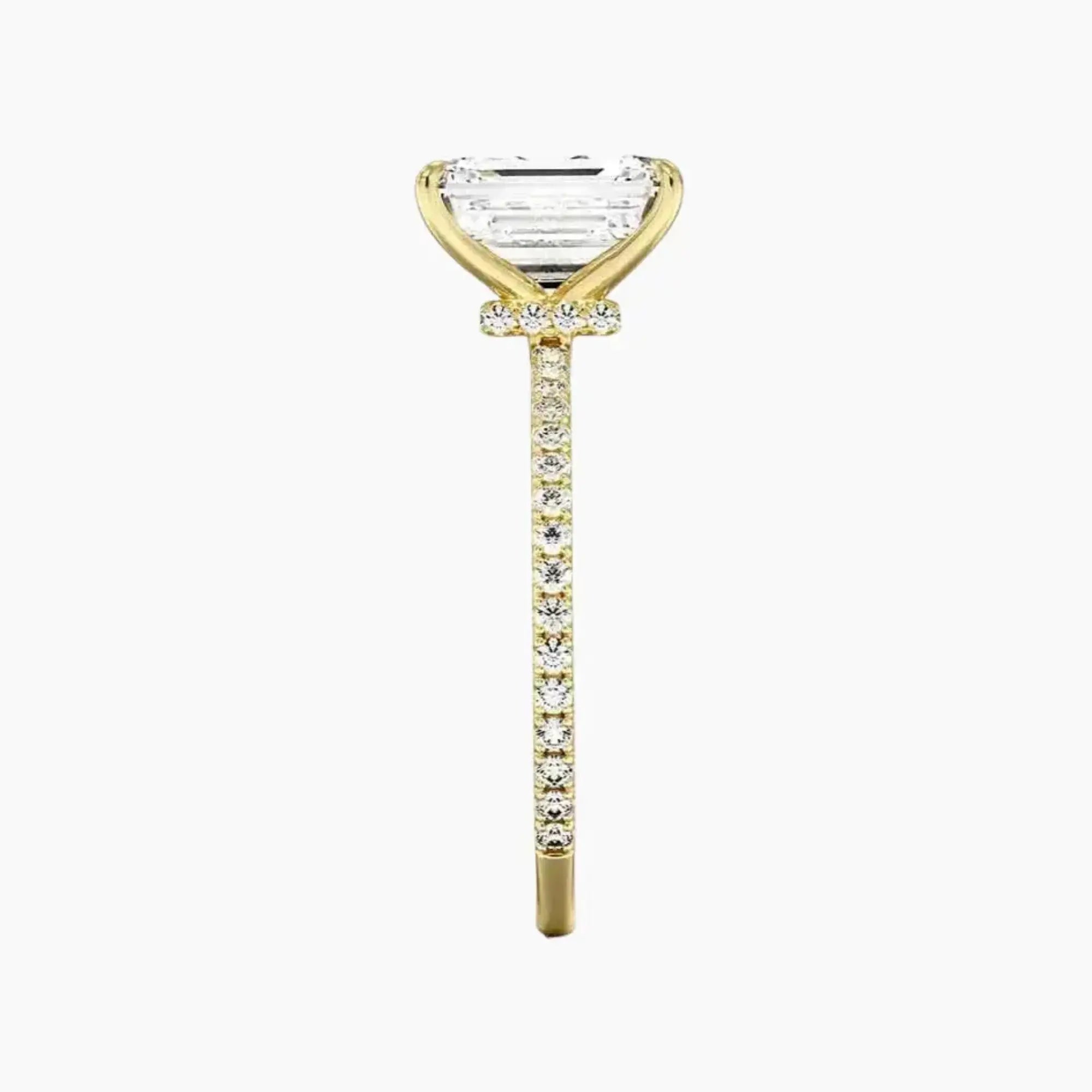Daisy 1.5 Carat Emerald Cut Hidden Halo Lab Grown Diamond Ring in 14K Rose Gold - View 9