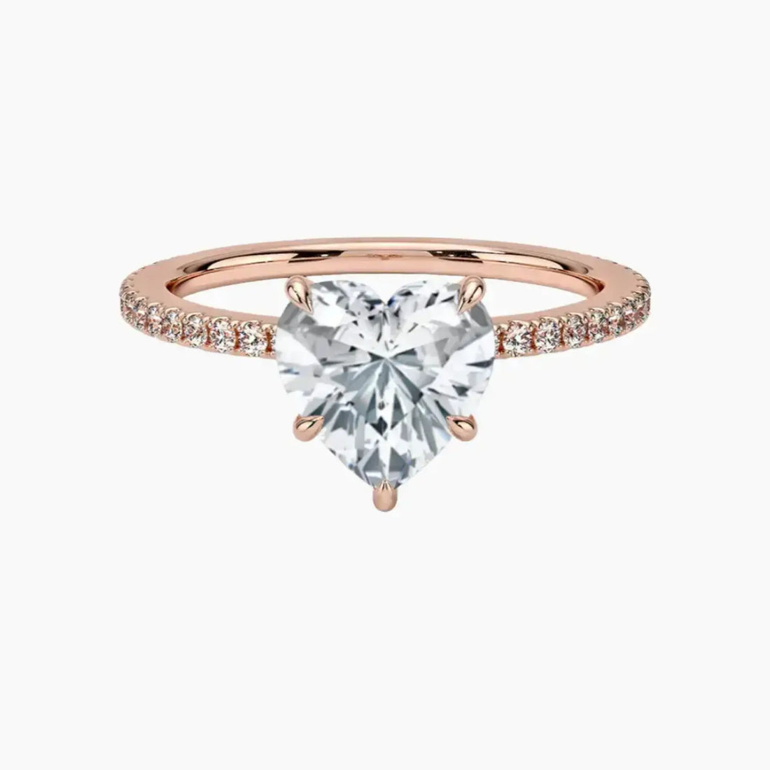 Adalia Heart Designer 1.5 Carat Lab Grown Diamond Engagement Ring in 18K Rose Gold