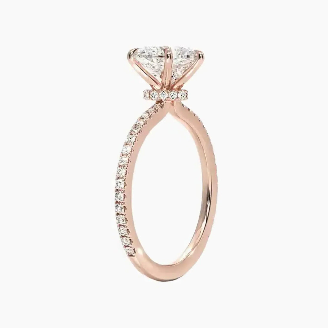Daisy 4.5 Carat Heart Cut Hidden Halo Lab Grown Diamond Ring in 18K Yellow Gold - View 8