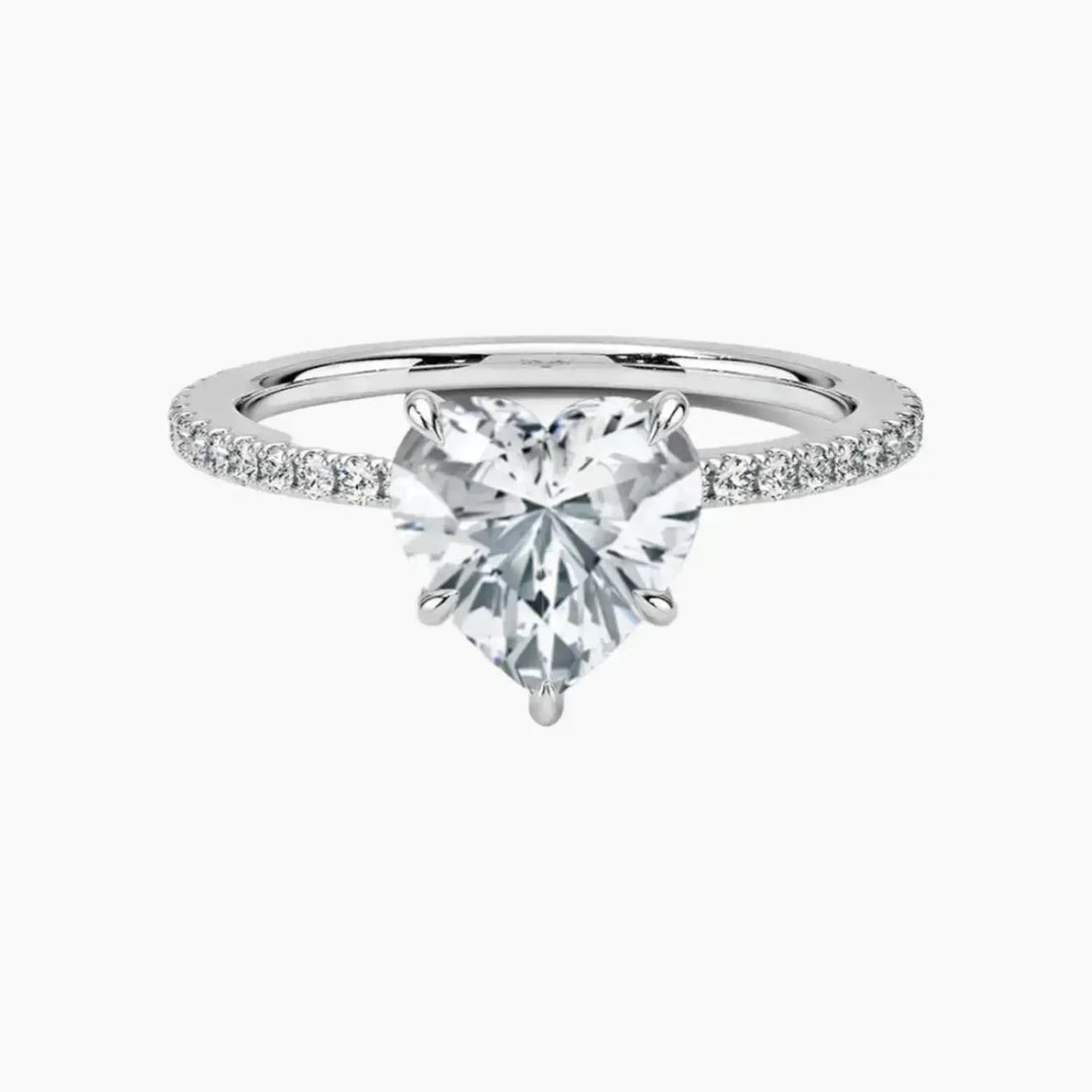 Daisy 1.5 Carat Heart Cut Hidden Halo Lab Grown Diamond Ring in Silver