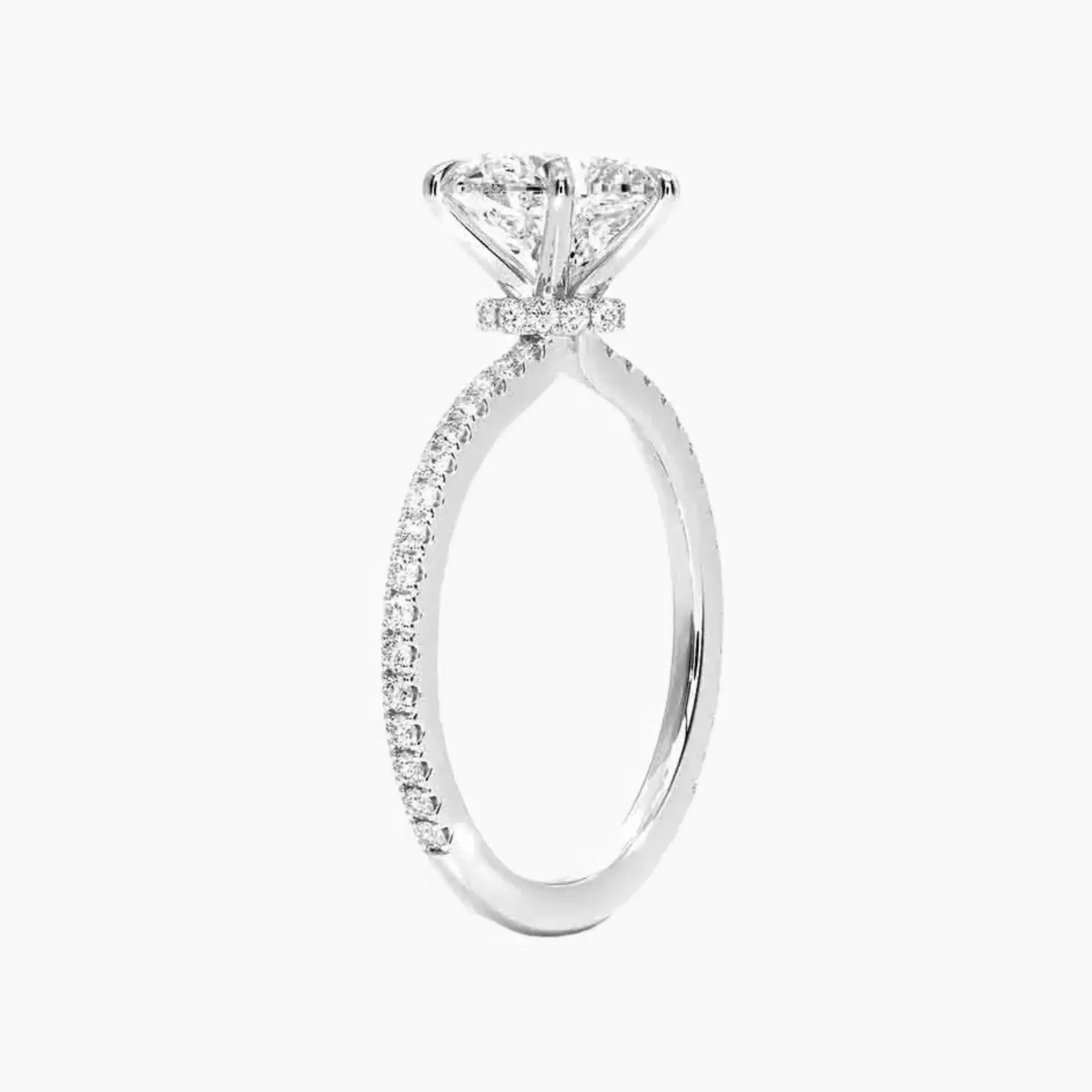 Daisy 5 Carat Heart Cut Hidden Halo Lab Grown Diamond Ring in 14K White Gold - View 2