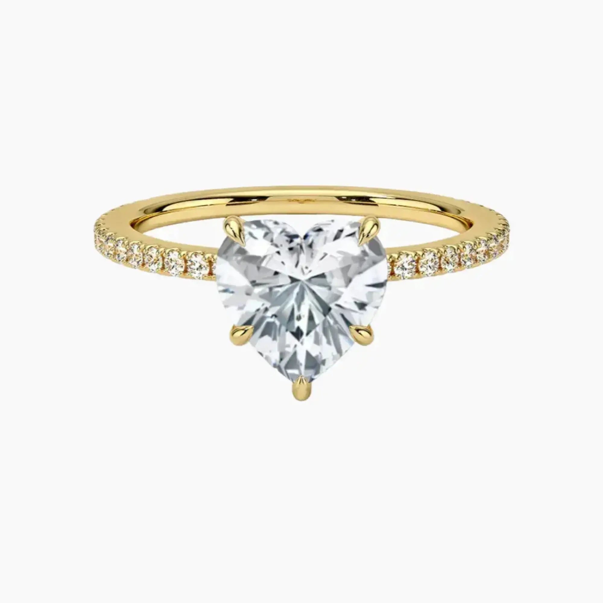 Daisy 4.5 Carat Heart Cut Hidden Halo Lab Grown Diamond Ring in 14K Yellow Gold