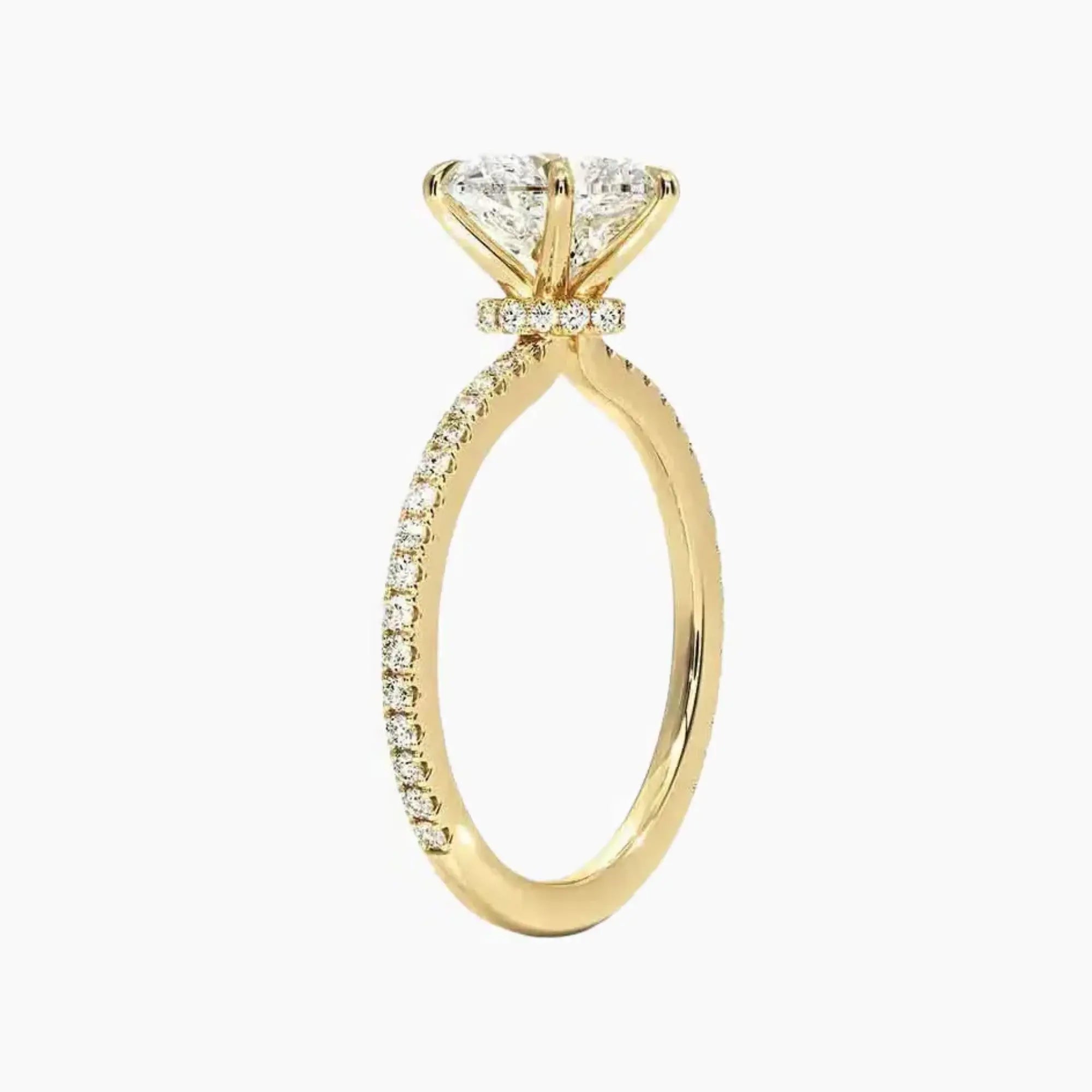 Daisy 3.5 Carat Heart Cut Hidden Halo Lab Grown Diamond Ring in 10K Yellow Gold - View 2