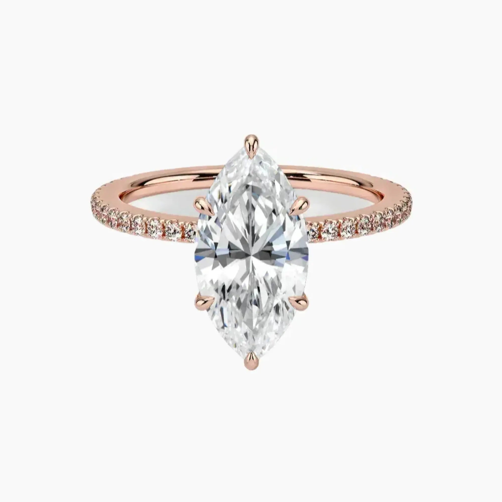 Daisy 4.5 Carat Marquise Cut Pave Lab Grown Diamond Ring in 10K Rose Gold