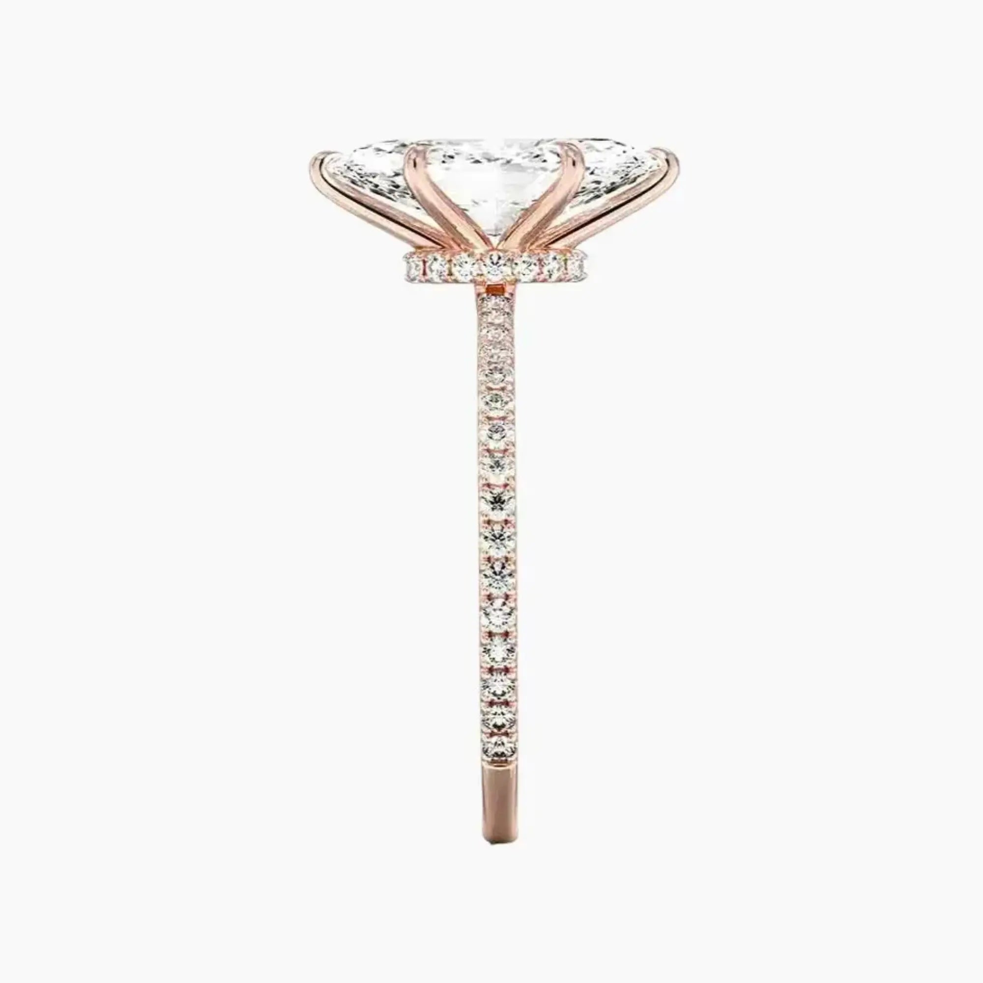 Daisy 2 Carat Marquise Cut Pave Lab Grown Diamond Ring in 18K Rose Gold - View 3