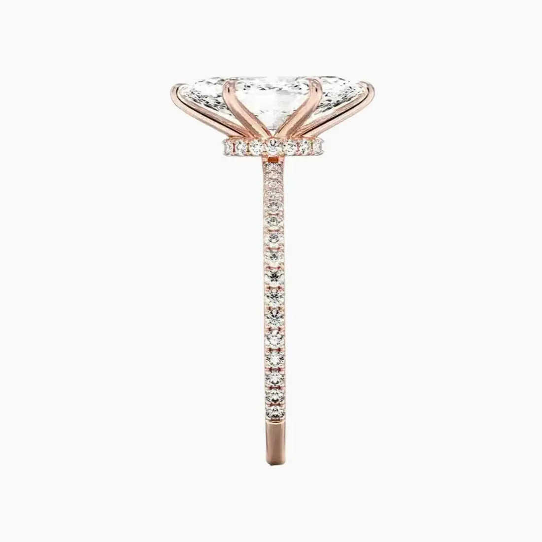 Daisy 4.5 Carat Marquise Cut Pave Lab Grown Diamond Ring in 14K Rose Gold - View 3