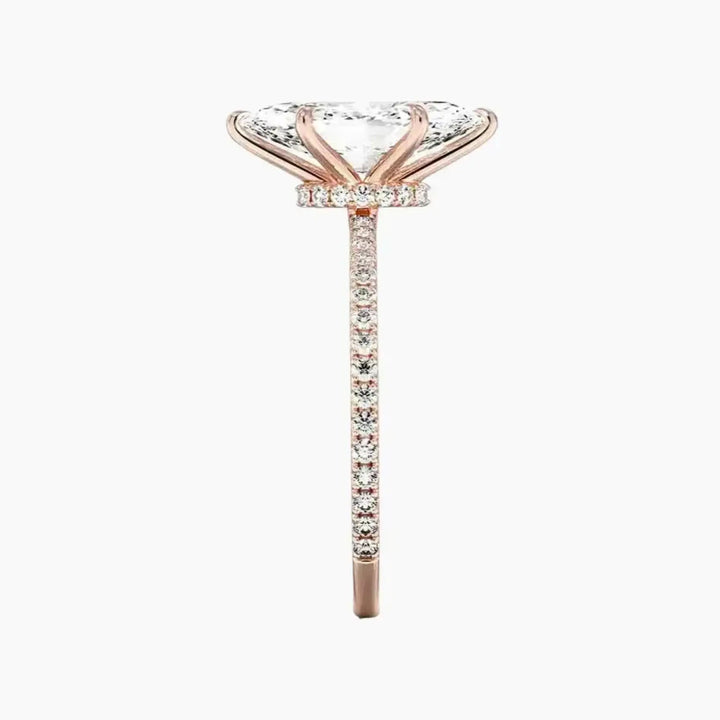 Daisy 2.5 Carat Marquise Cut Pave Lab Grown Diamond Ring in 14K Yellow Gold - View 9