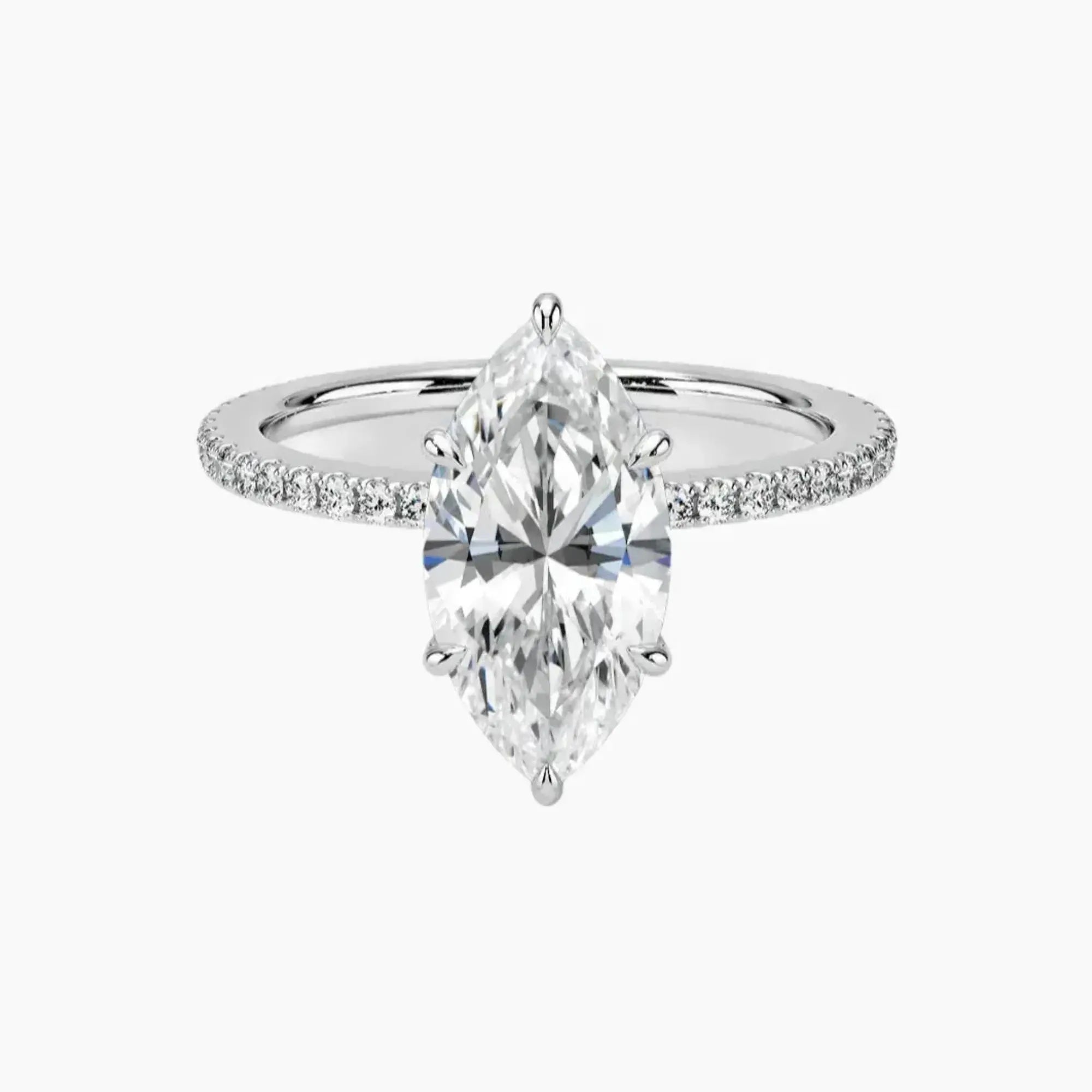 Daisy 1.5 Carat Marquise Cut Pave Lab Grown Diamond Ring in Silver