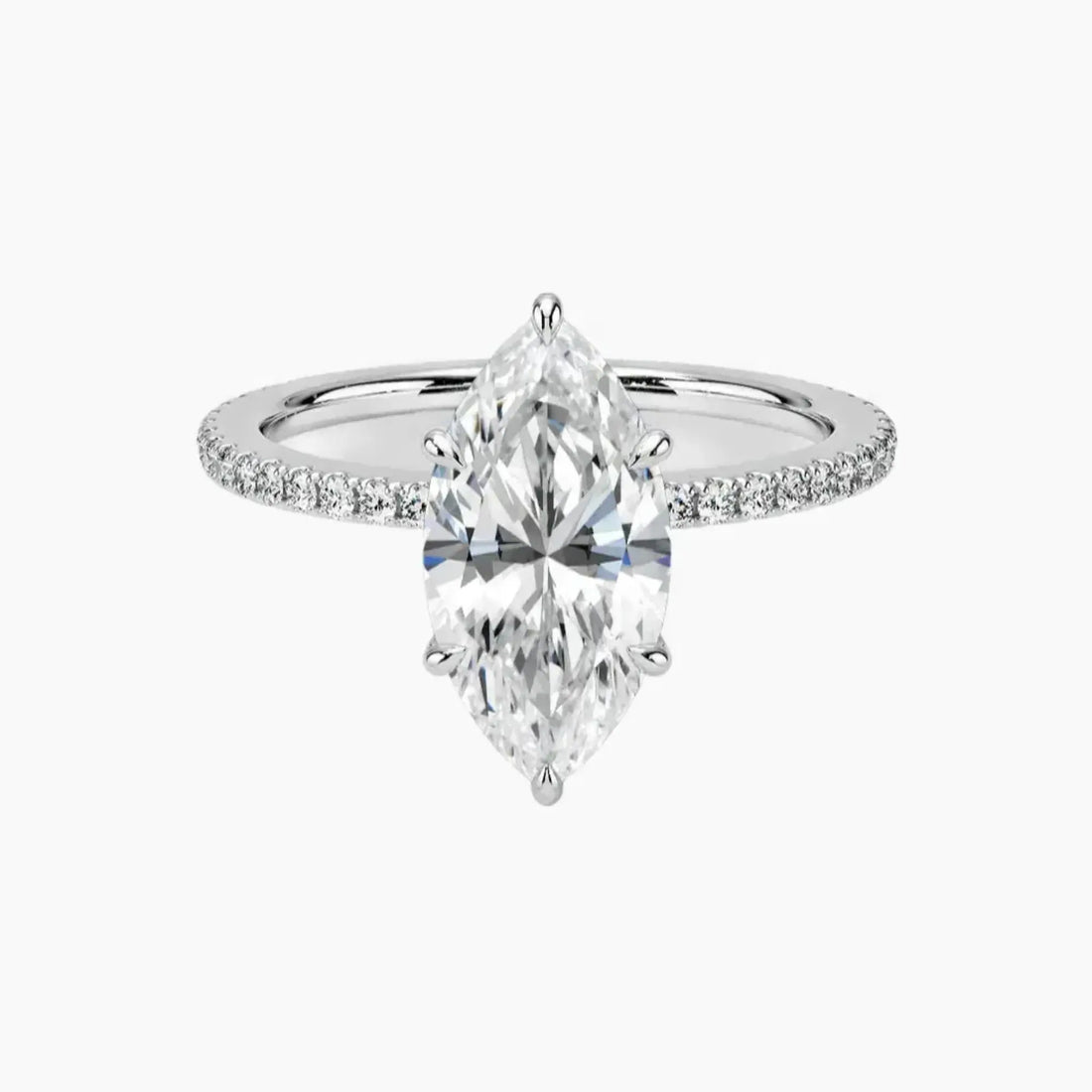 Daisy 2 Carat Marquise Cut Pave Lab Grown Diamond Ring in 18K White Gold