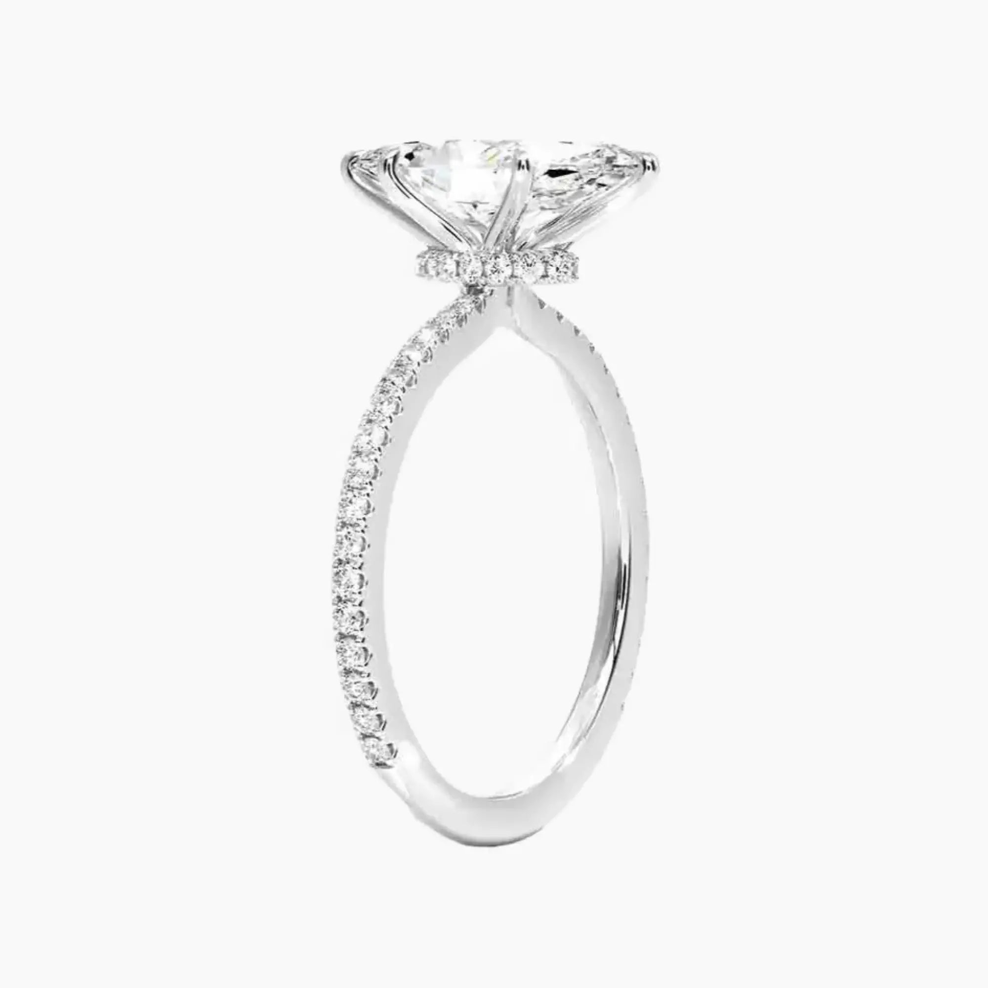 Daisy 1 Carat Marquise Cut Pave Lab Grown Diamond Ring in Silver - View 2