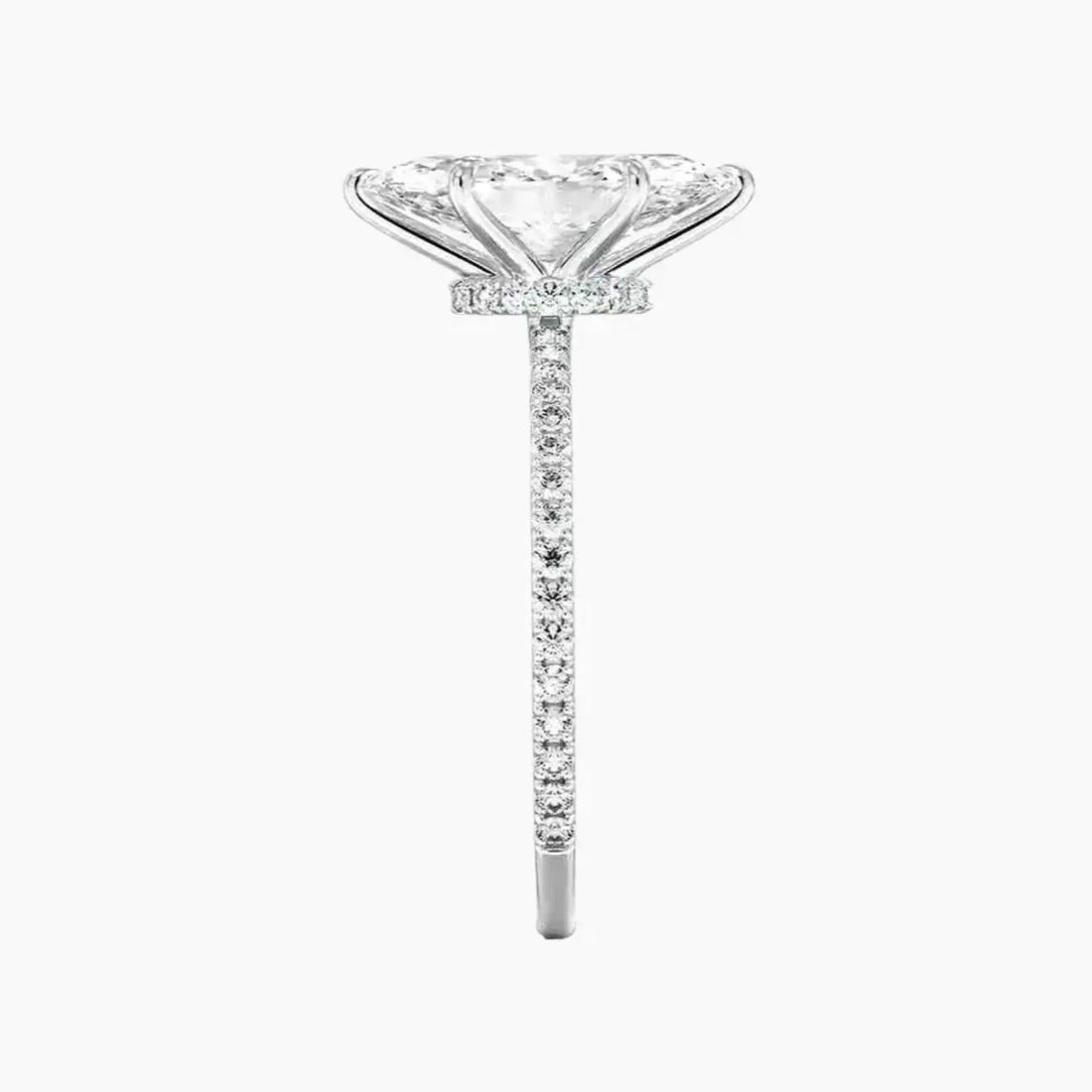 Daisy 3.5 Carat Marquise Cut Pave Lab Grown Diamond Ring in Silver - View 3
