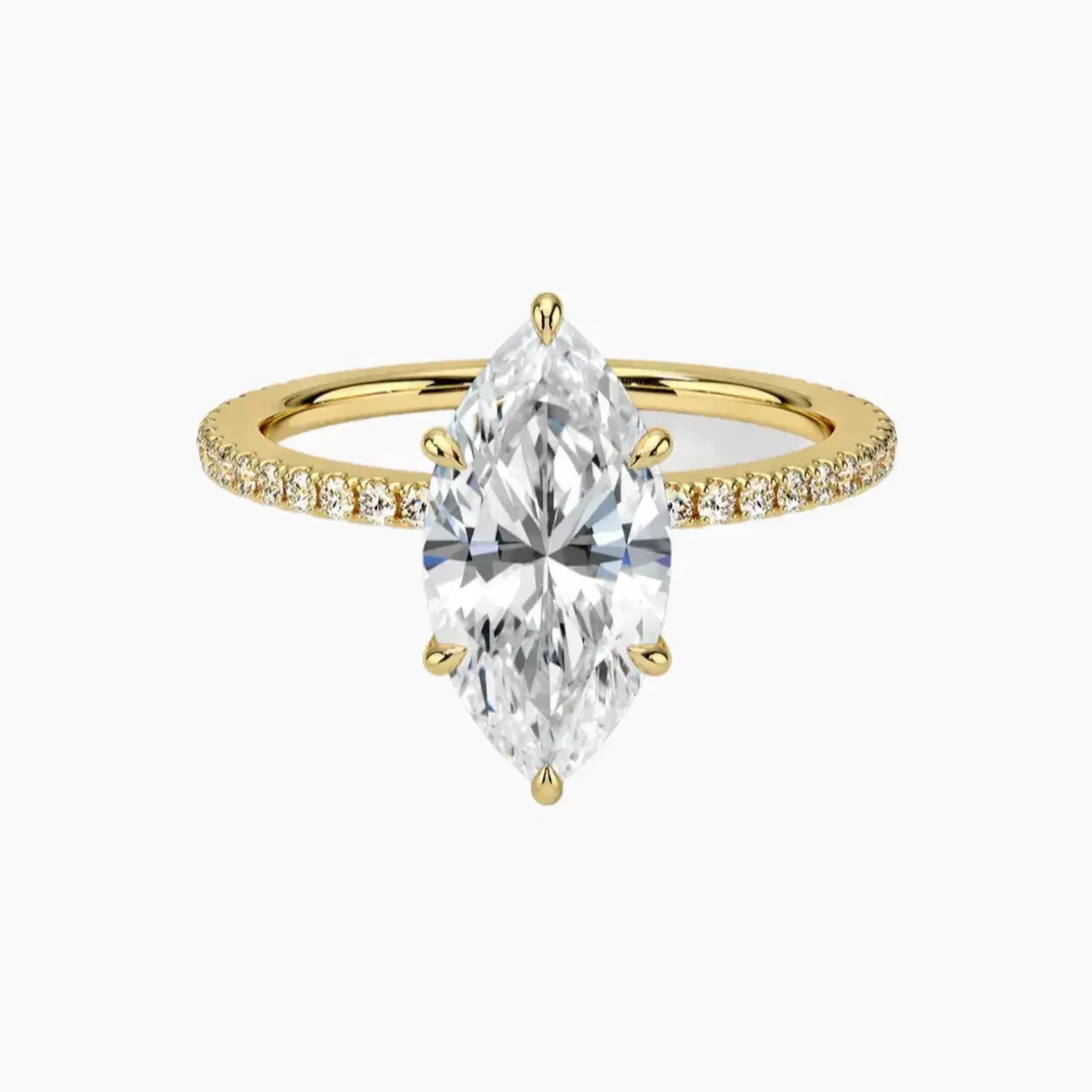 Daisy 2 Carat Marquise Cut Pave Lab Grown Diamond Ring in 14K Yellow Gold