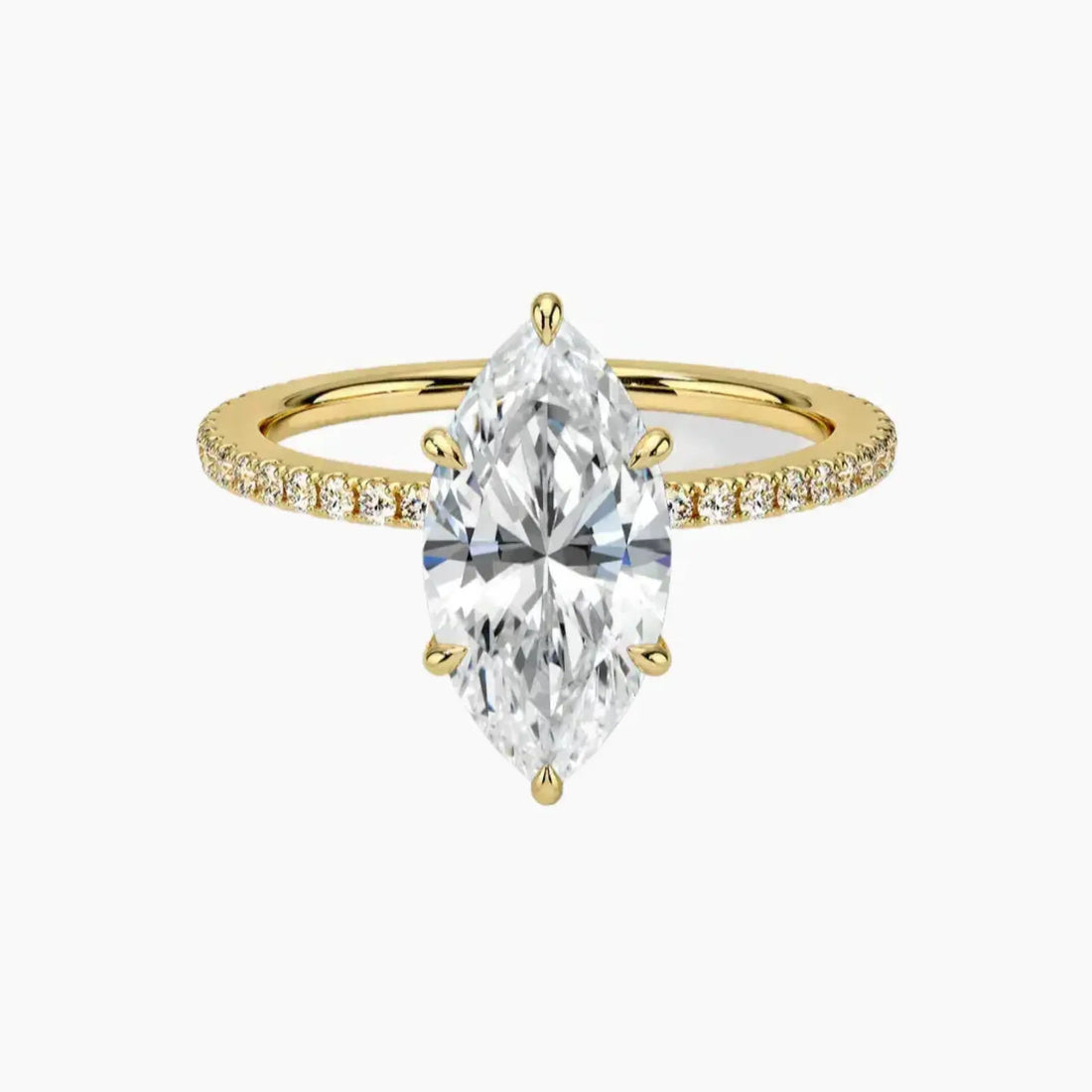 Daisy 1 Carat Marquise Cut Pave Lab Grown Diamond Ring in 18K Yellow Gold