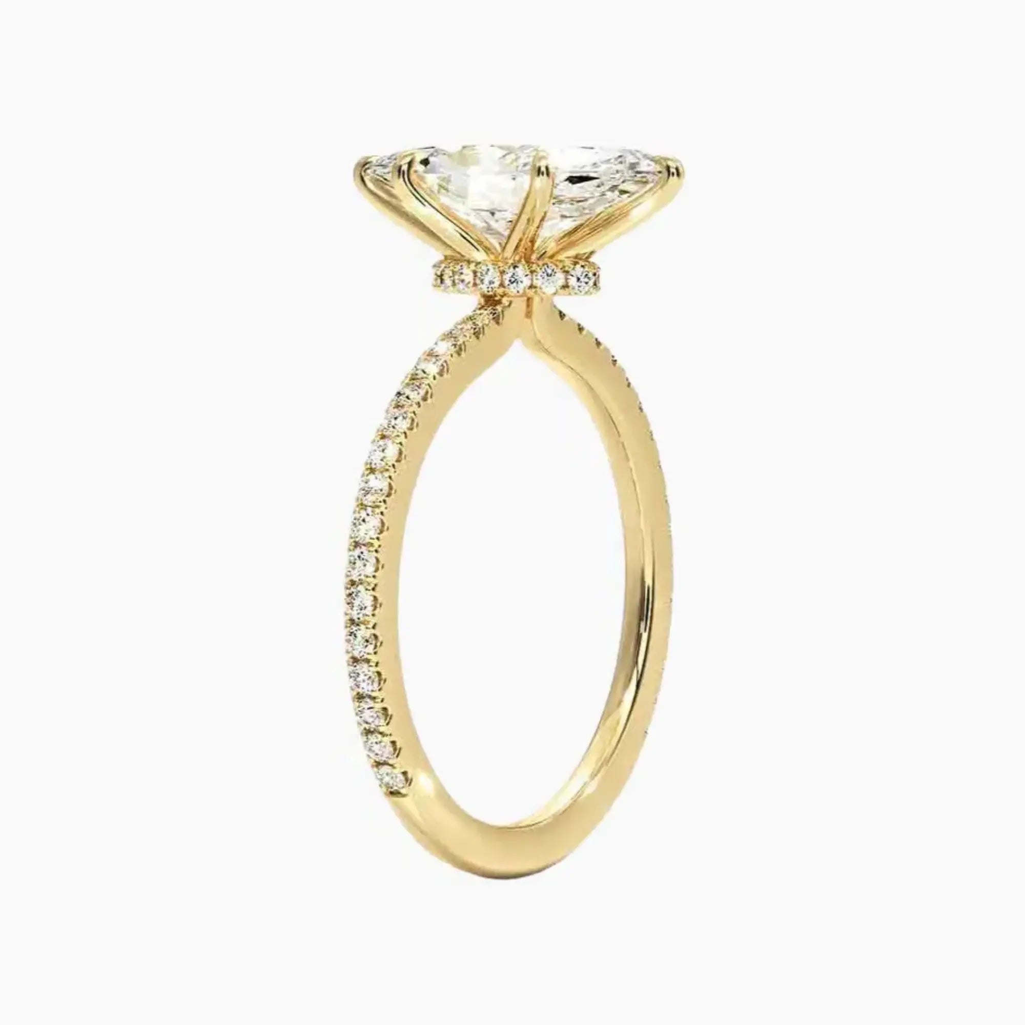 Daisy 3 Carat Marquise Cut Pave Lab Grown Diamond Ring in 14K Yellow Gold - View 2