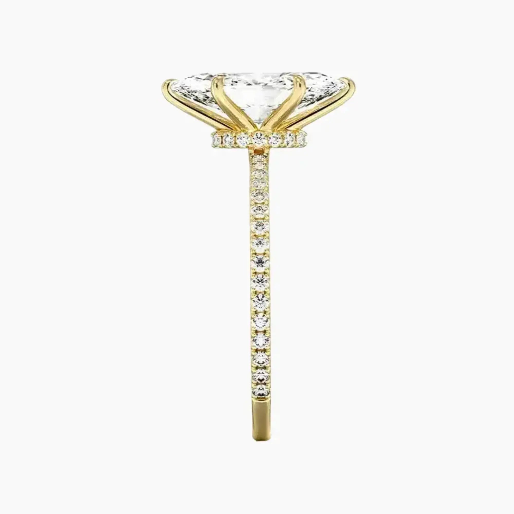 Daisy 4 Carat Marquise Cut Pave Lab Grown Diamond Ring in 18K Yellow Gold - View 3