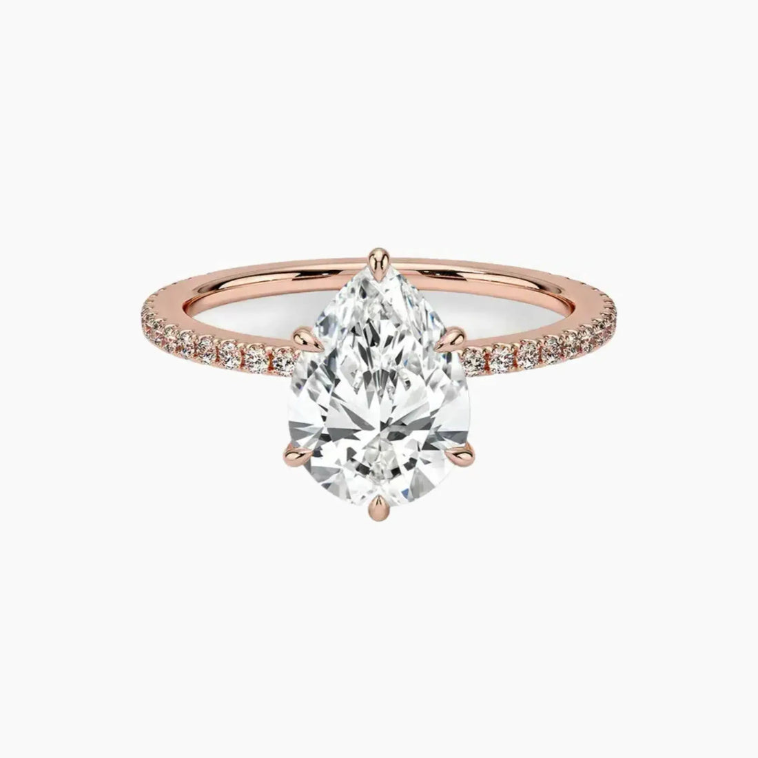 Daisy 1 Carat Pear Cut Hidden Halo Lab Grown Diamond Ring in 18K Rose Gold